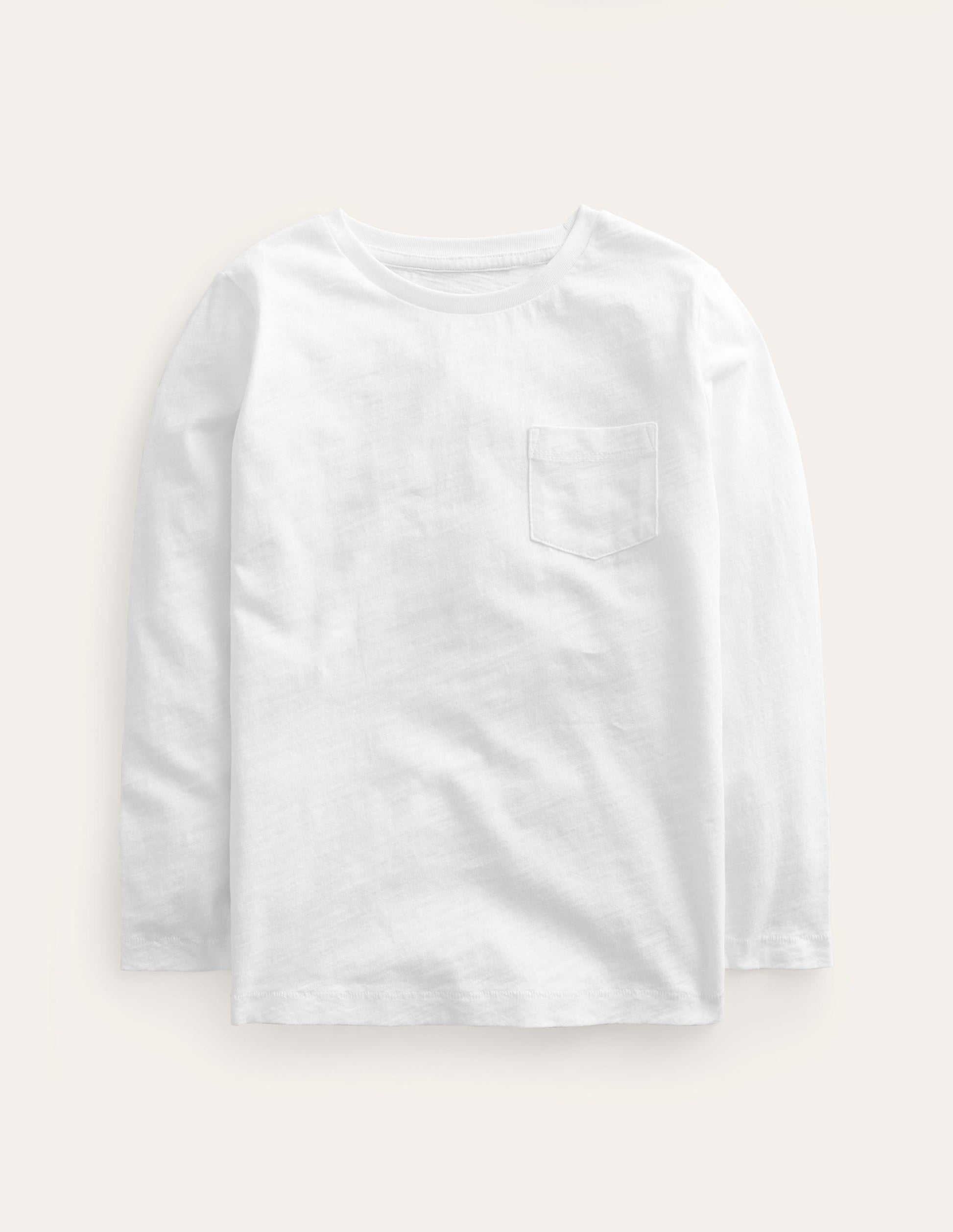 Long-sleeved Washed T-shirt-White-1