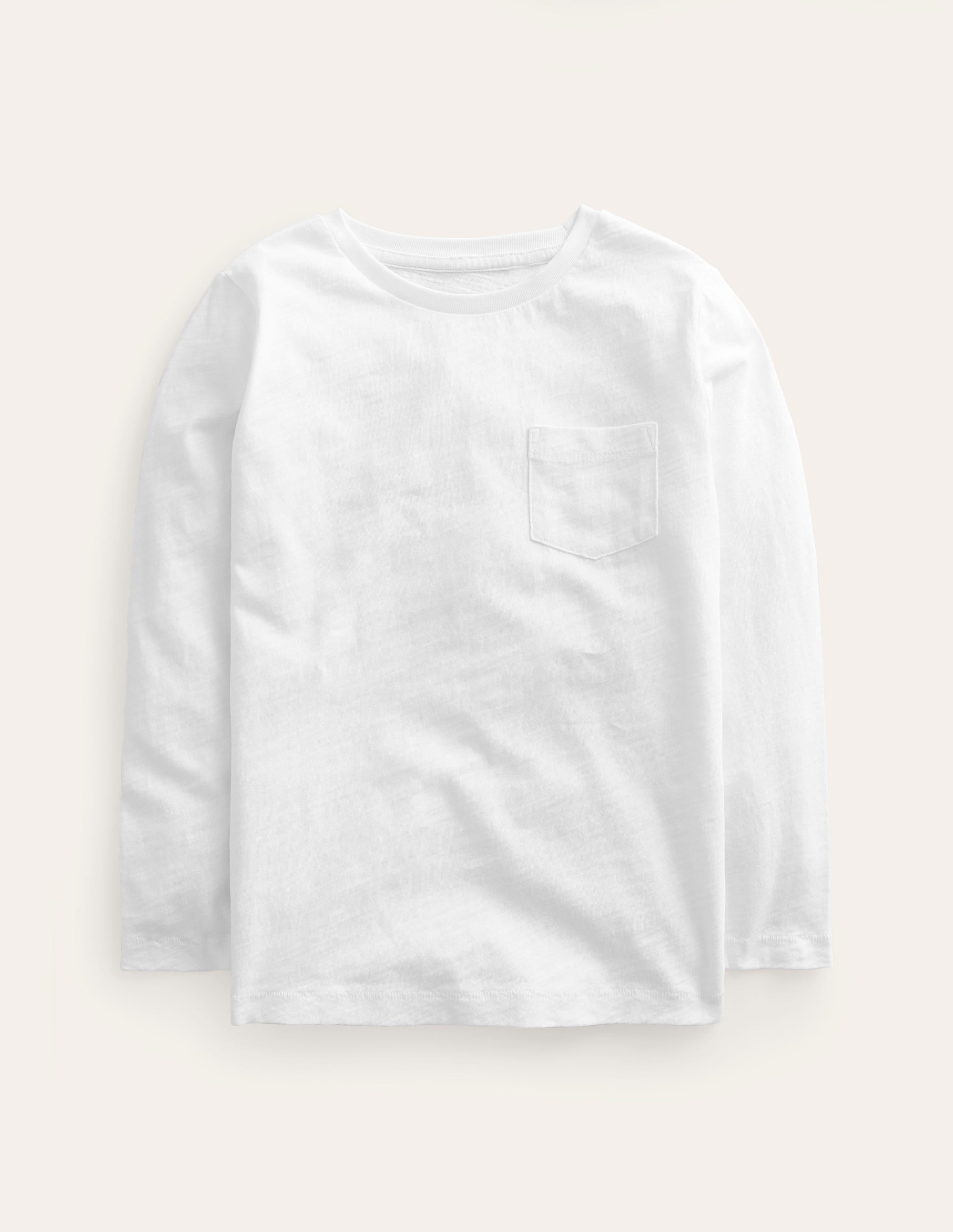 Long-sleeved Washed T-shirt-White - Image 1