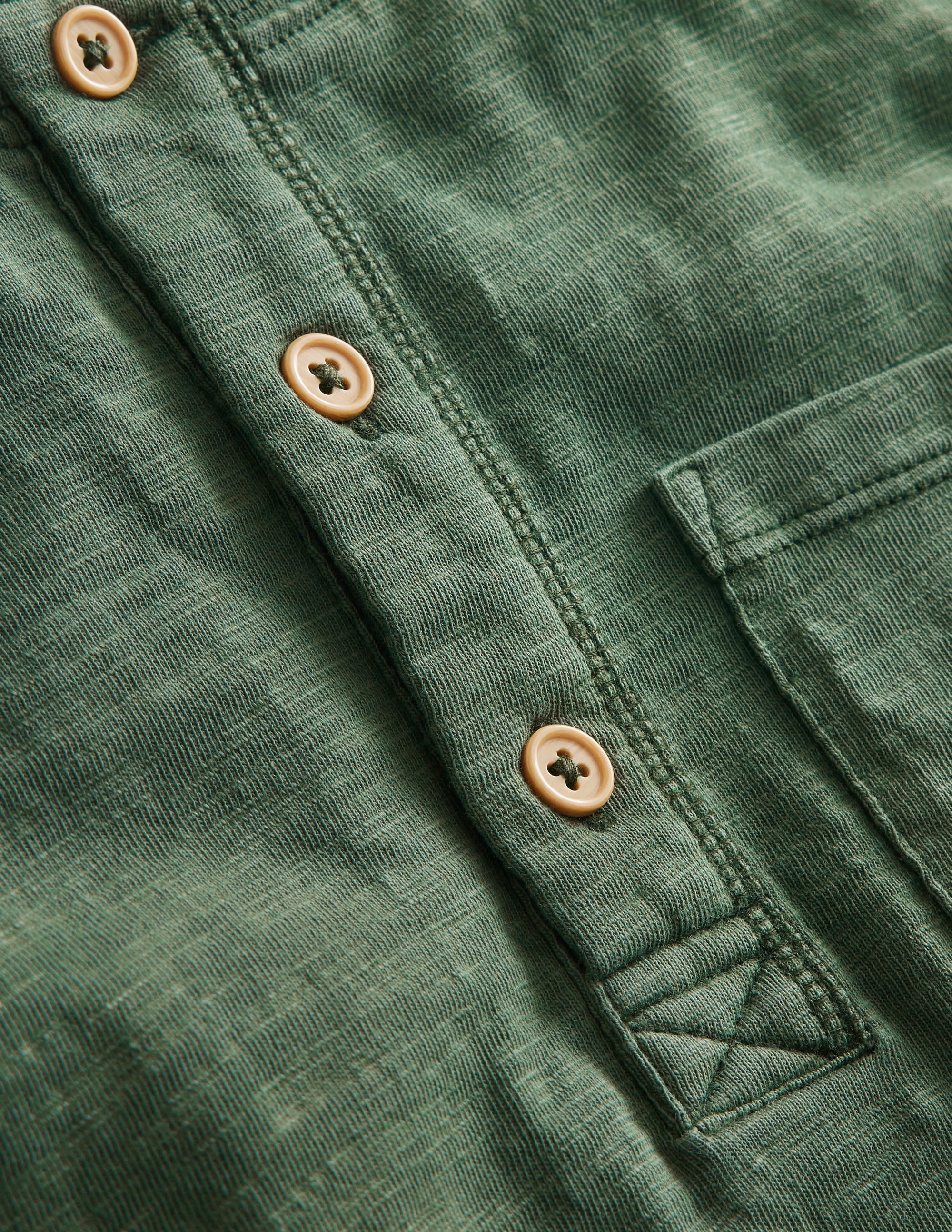 Washed Cotton Henley T-shirt-Monster Green - Image 3