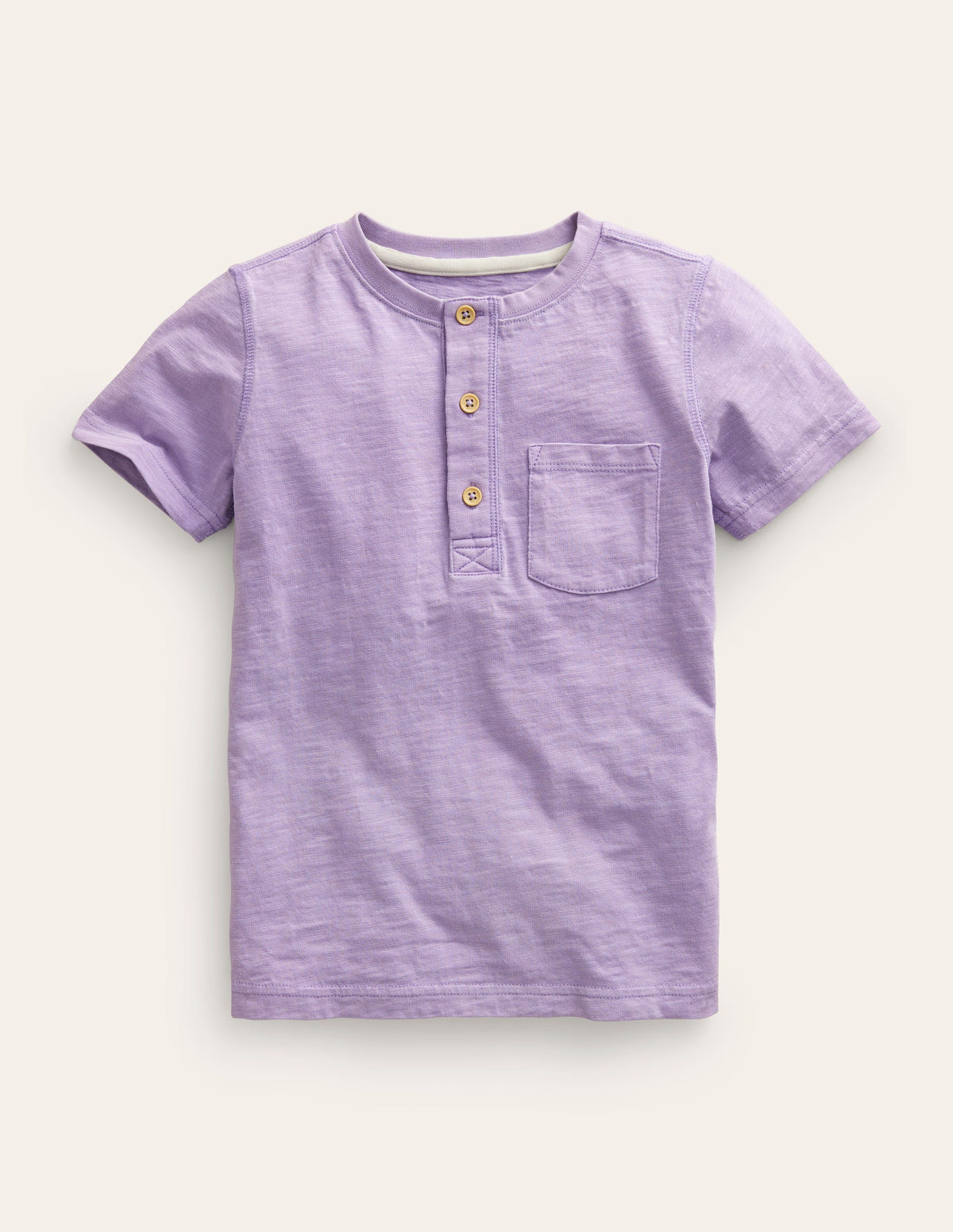 Washed Cotton Henley T-shirt-Misty Lavender - Image 1