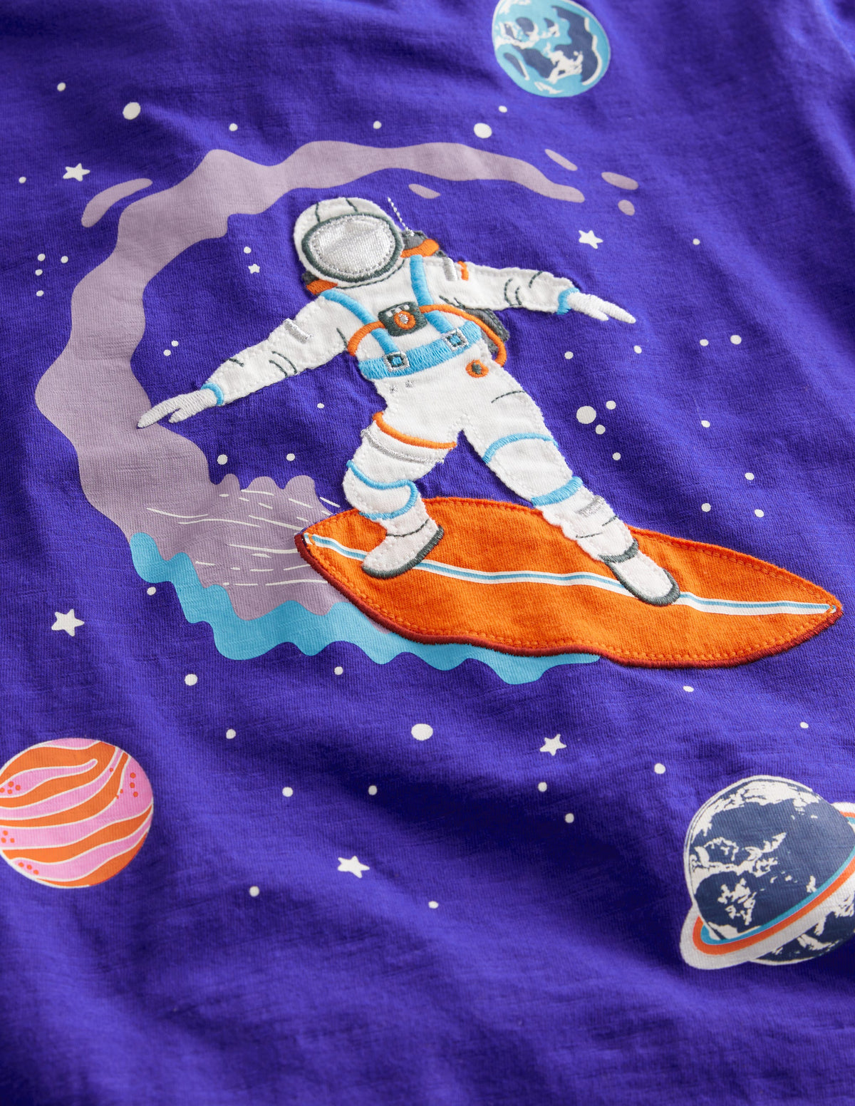 Space-Print Cotton T-Shirt-Blue Marl Surfer - Image 3