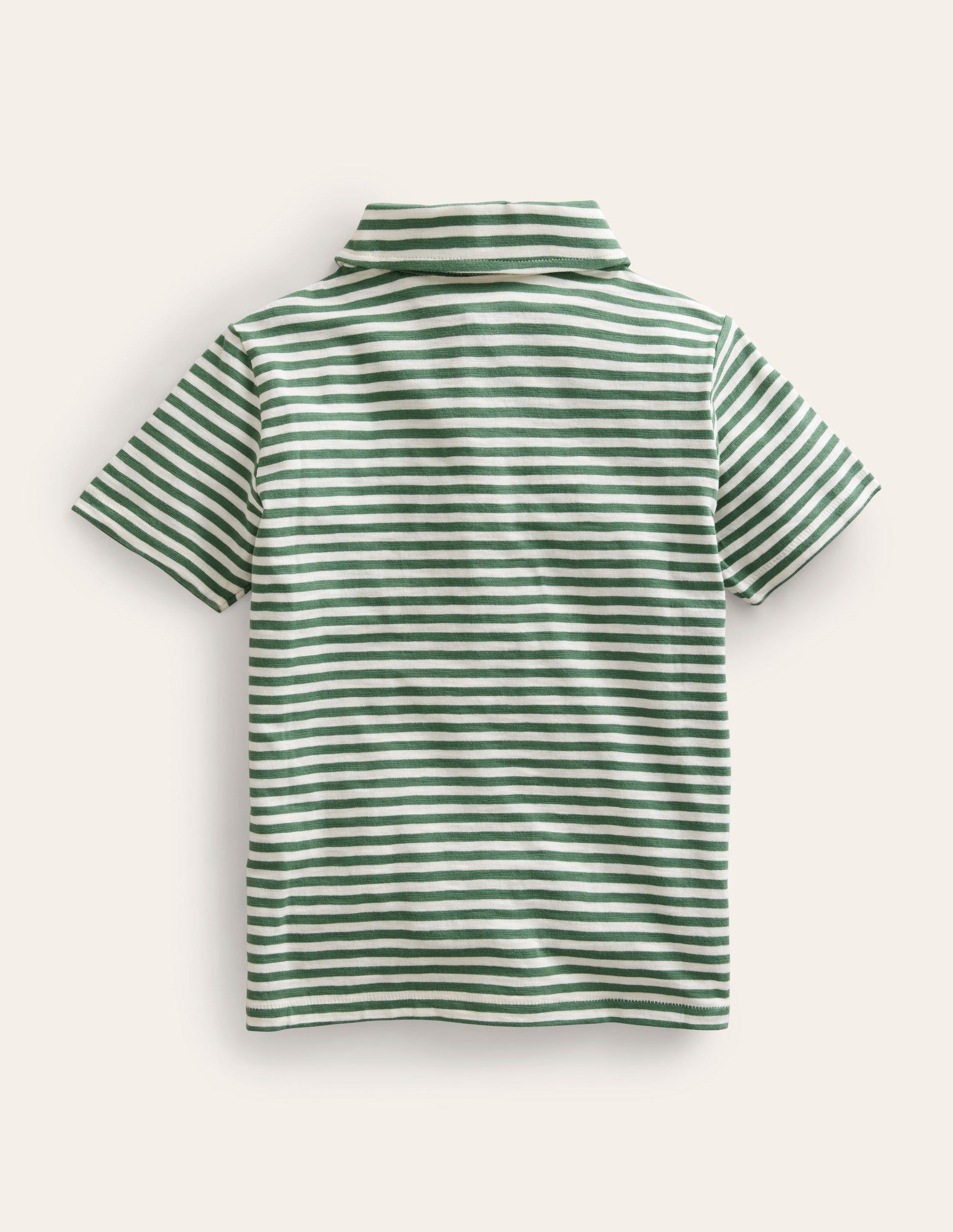 Striped Slubbed Polo Shirt-Rosemary/Ivory-2