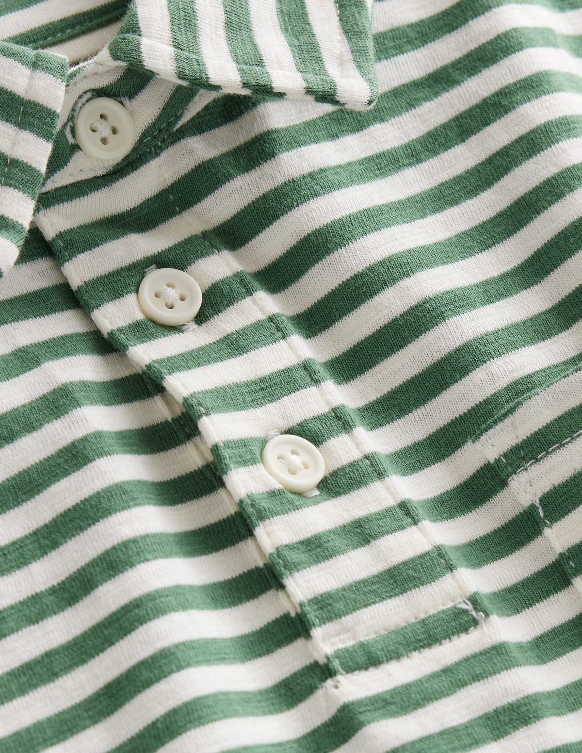Striped Slubbed Polo Shirt-Rosemary/Ivory-3
