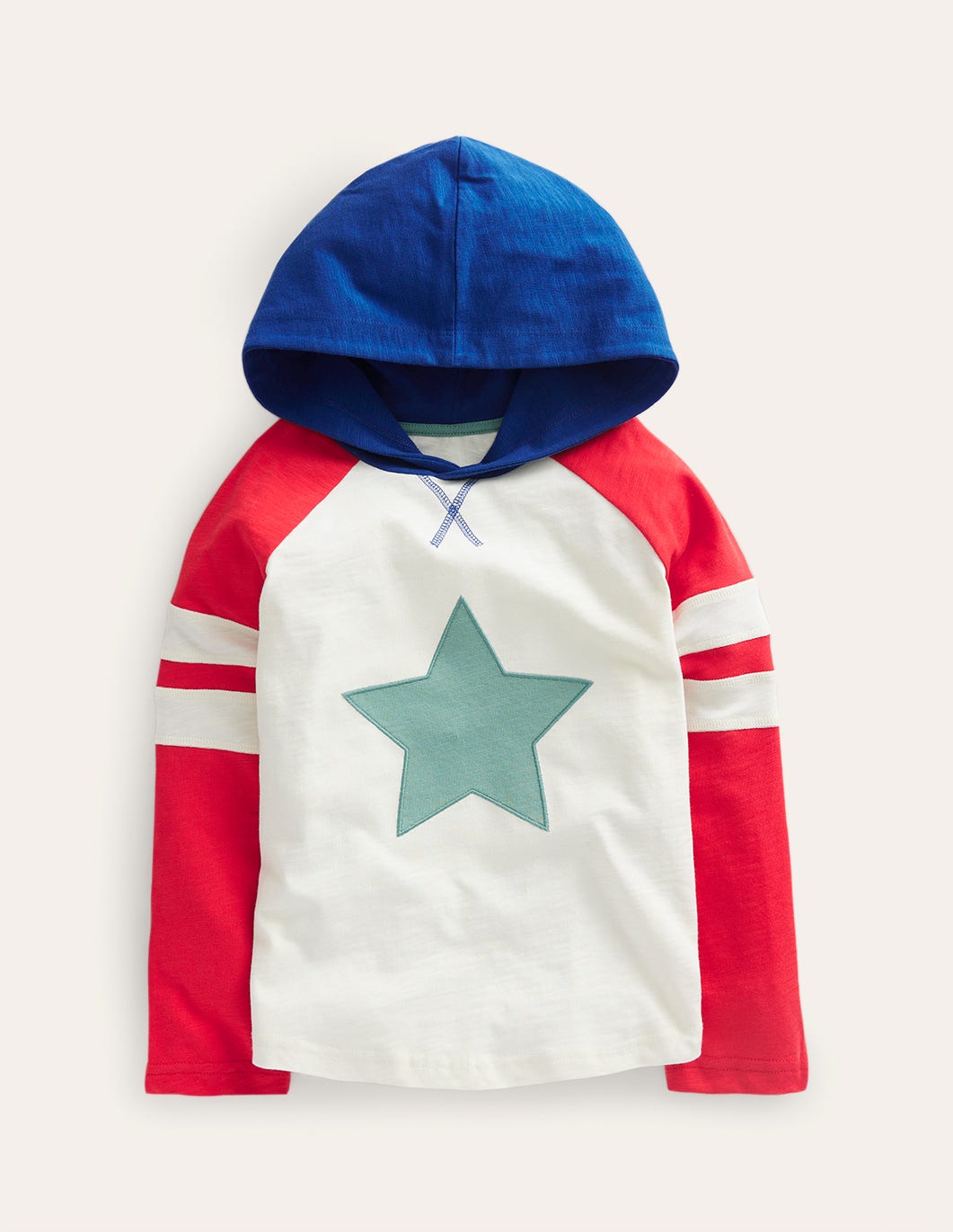 Hooded Logo Raglan T-shirt-Ivory/Peppadew Star-1