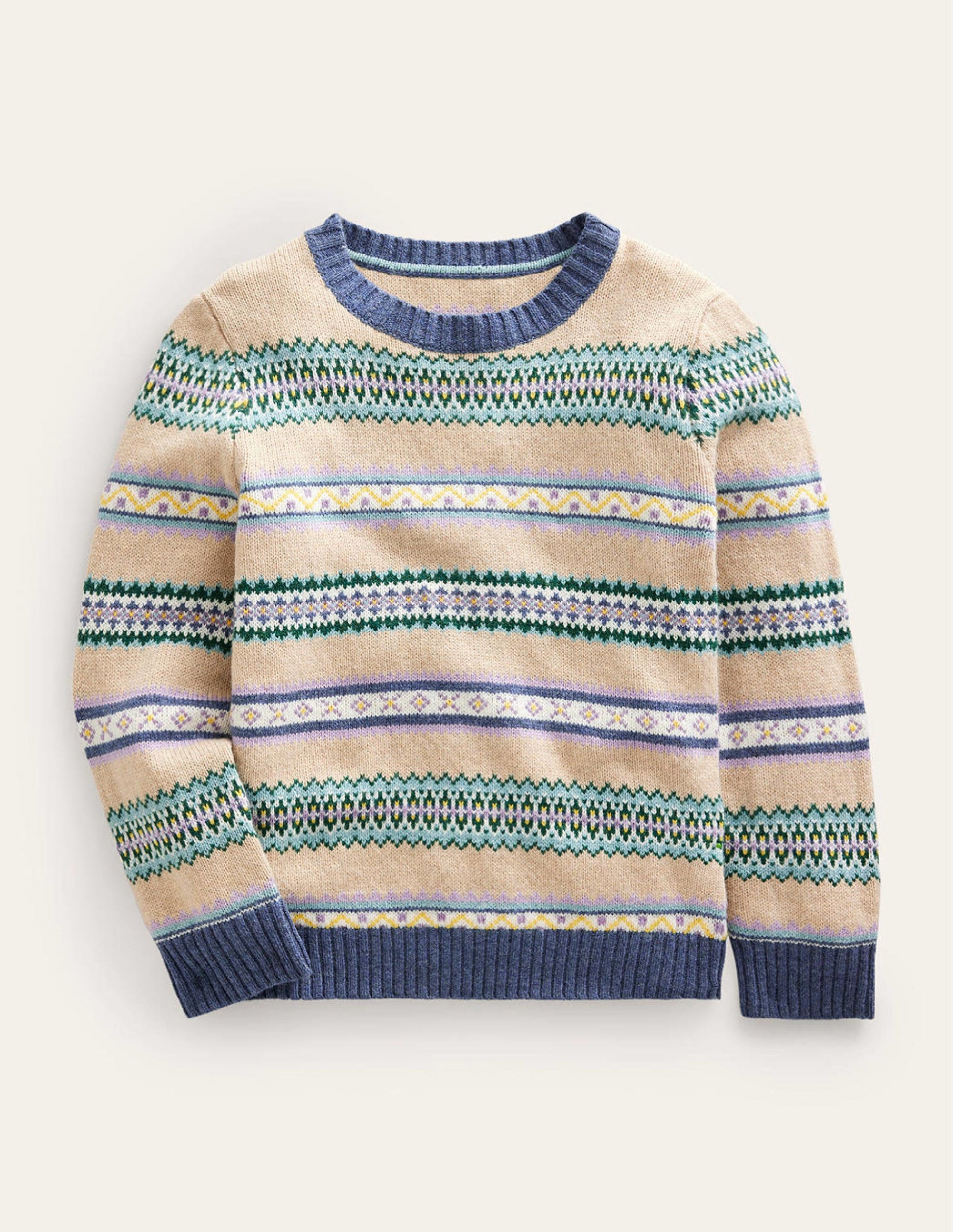 Fair Isle Stripe Crew Jumper-Soft Multi Stripe-1
