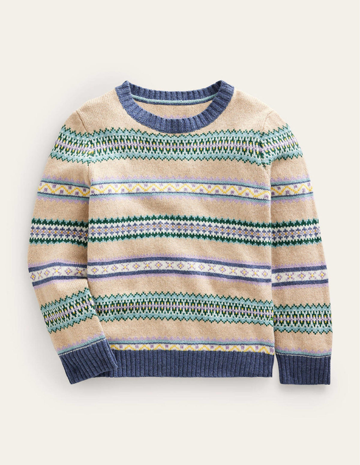Fair Isle Stripe Crew Jumper-Soft Multi Stripe - Image 1