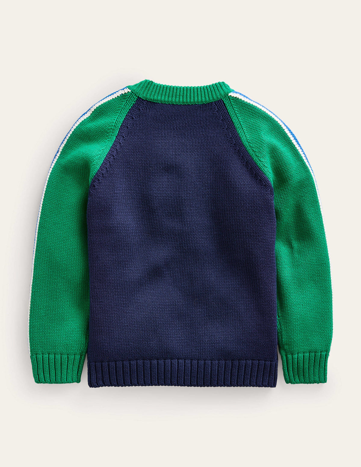 Zip Through Knitted Bomber-Deep Green/Navy-2