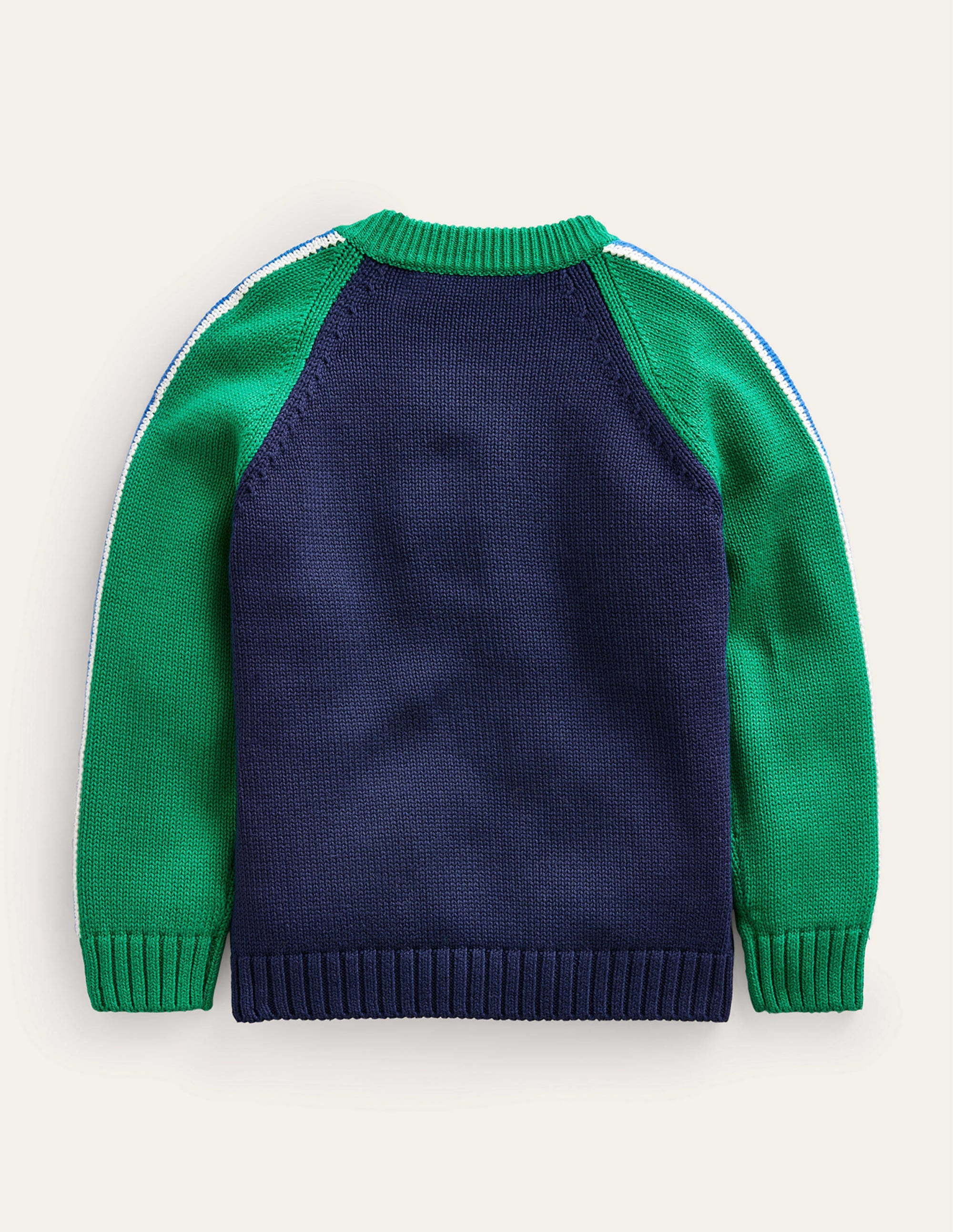 Zip Through Knitted Bomber-Deep Green/Navy - Image 2
