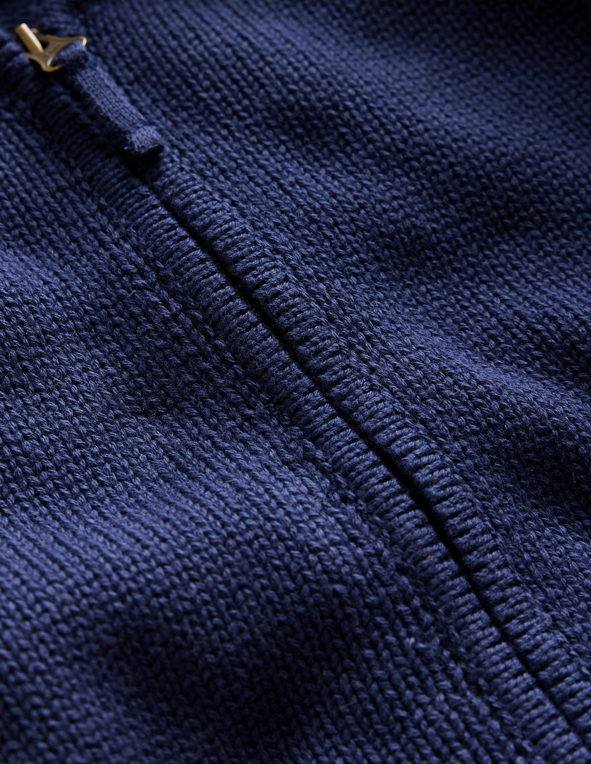 Zip Through Knitted Bomber-Deep Green/Navy - Image 3