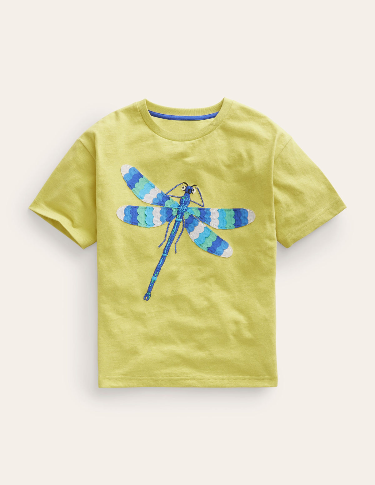 Dragonfly-Appliqué T-Shirt-Gooseberry Yellow - Image 1