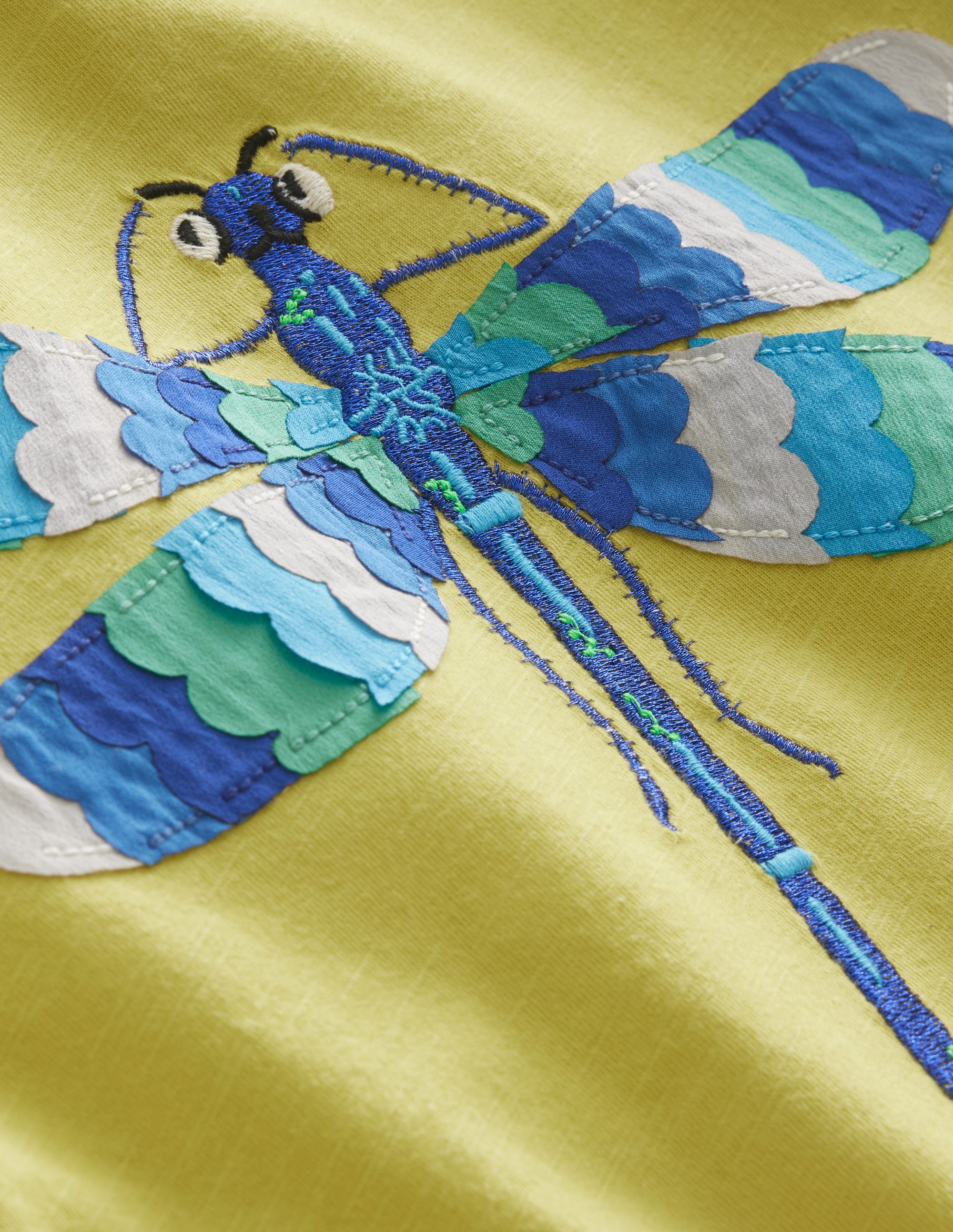 Dragonfly-Appliqué T-Shirt-Gooseberry Yellow - Image 3