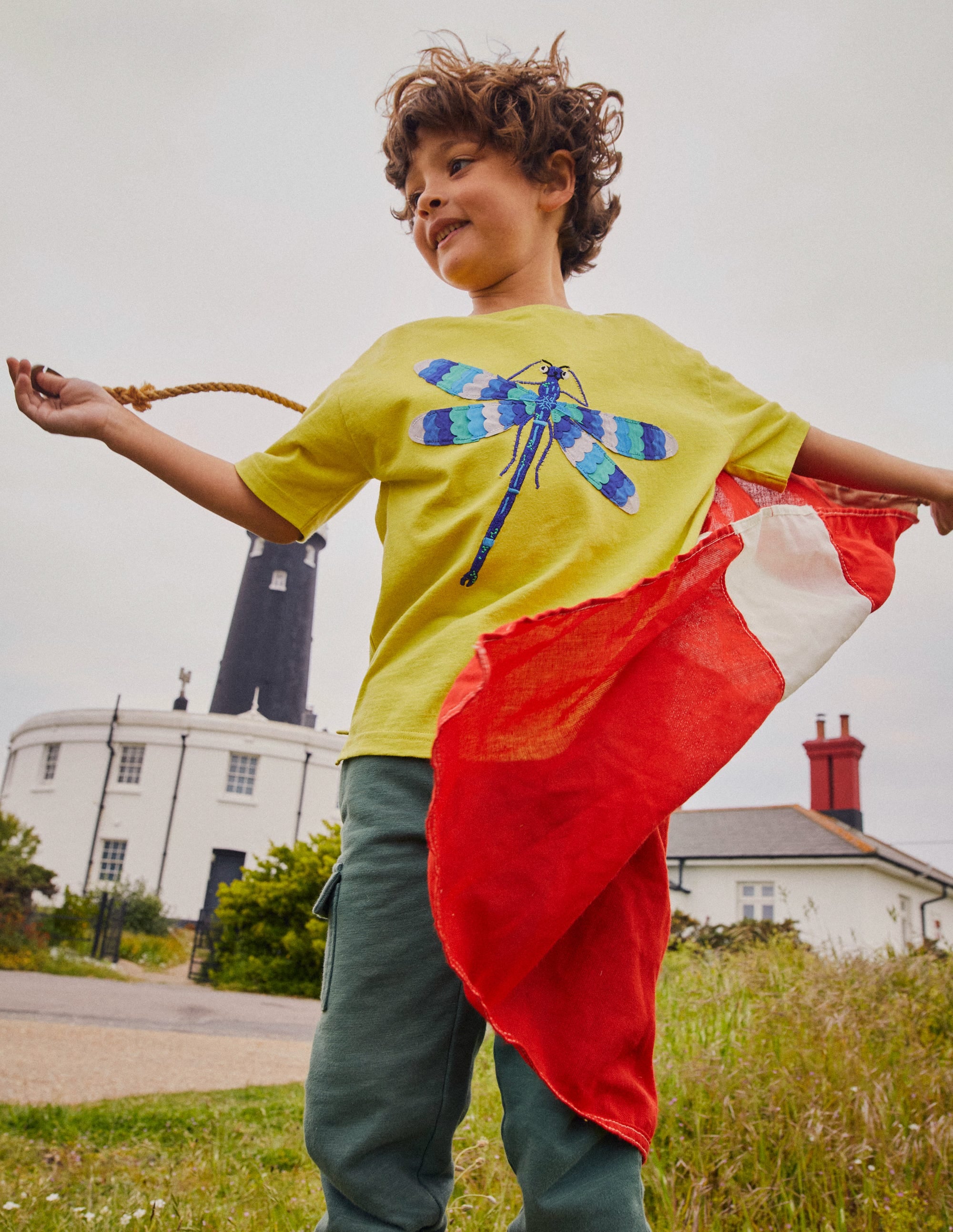 Dragonfly-Appliqué T-Shirt-Gooseberry Yellow - Image 4