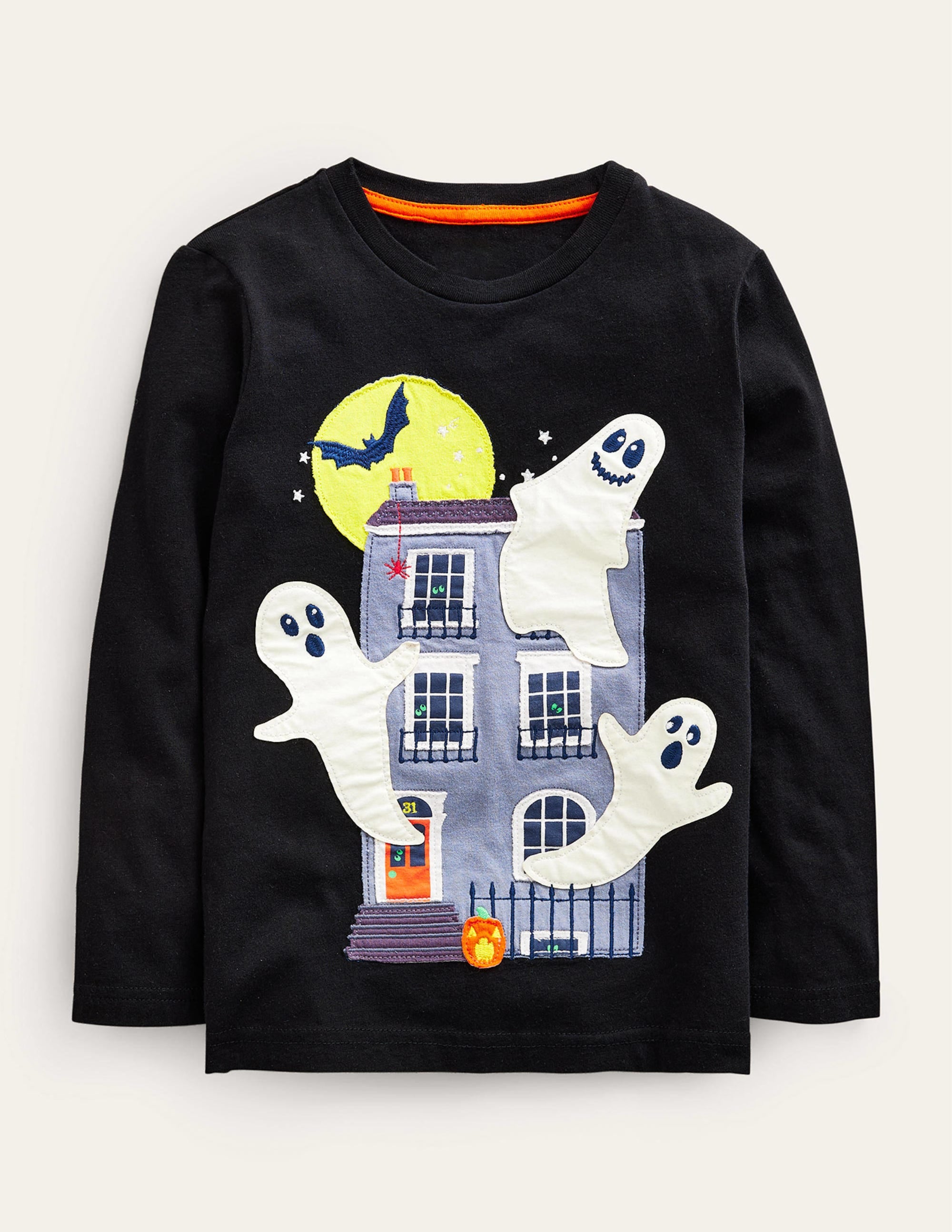 Halloween Appliqué T-shirt-Black - Image 1