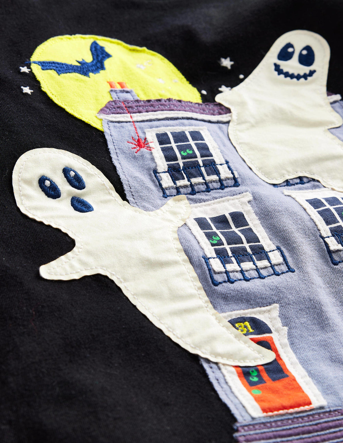 Halloween Appliqué T-shirt-Black - Image 3
