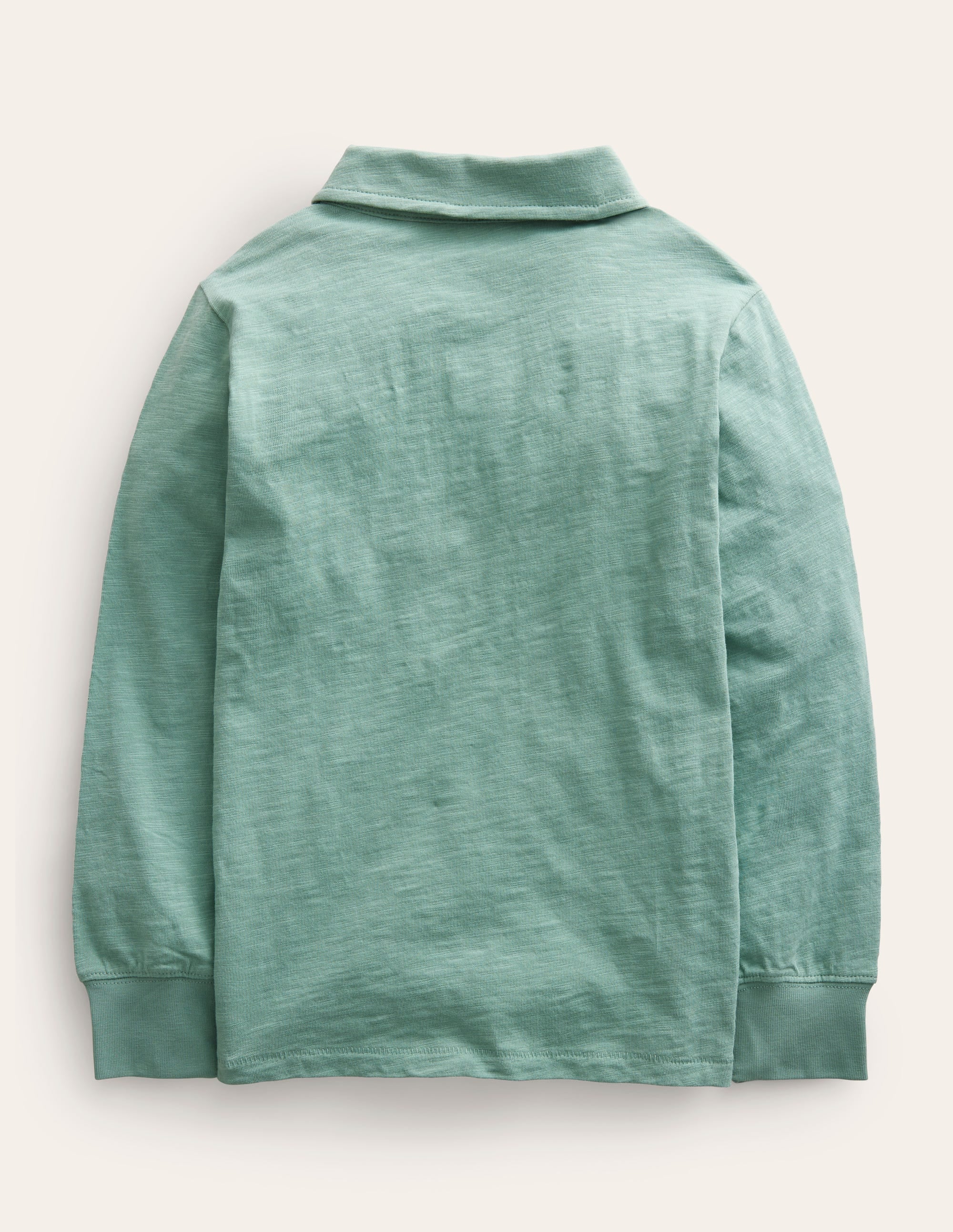 Slubbed Long-Sleeve Polo Shirt-Smoke Green - Image 2