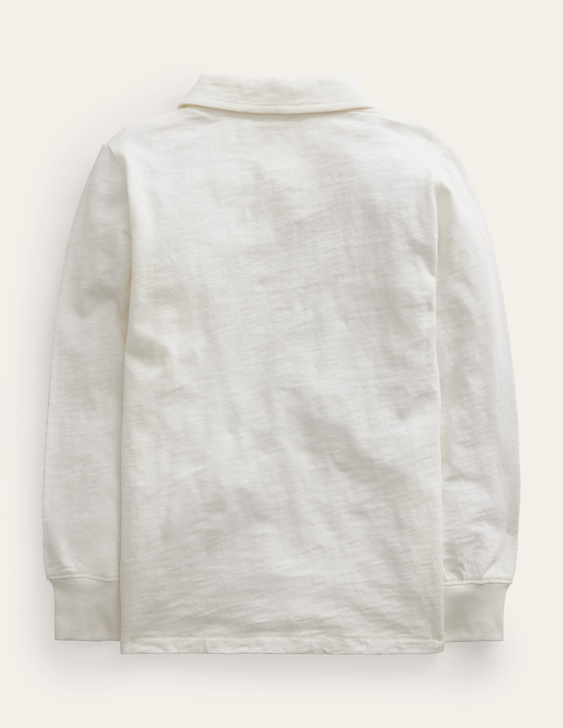 Slubbed Long-Sleeve Polo Shirt-Ivory-2