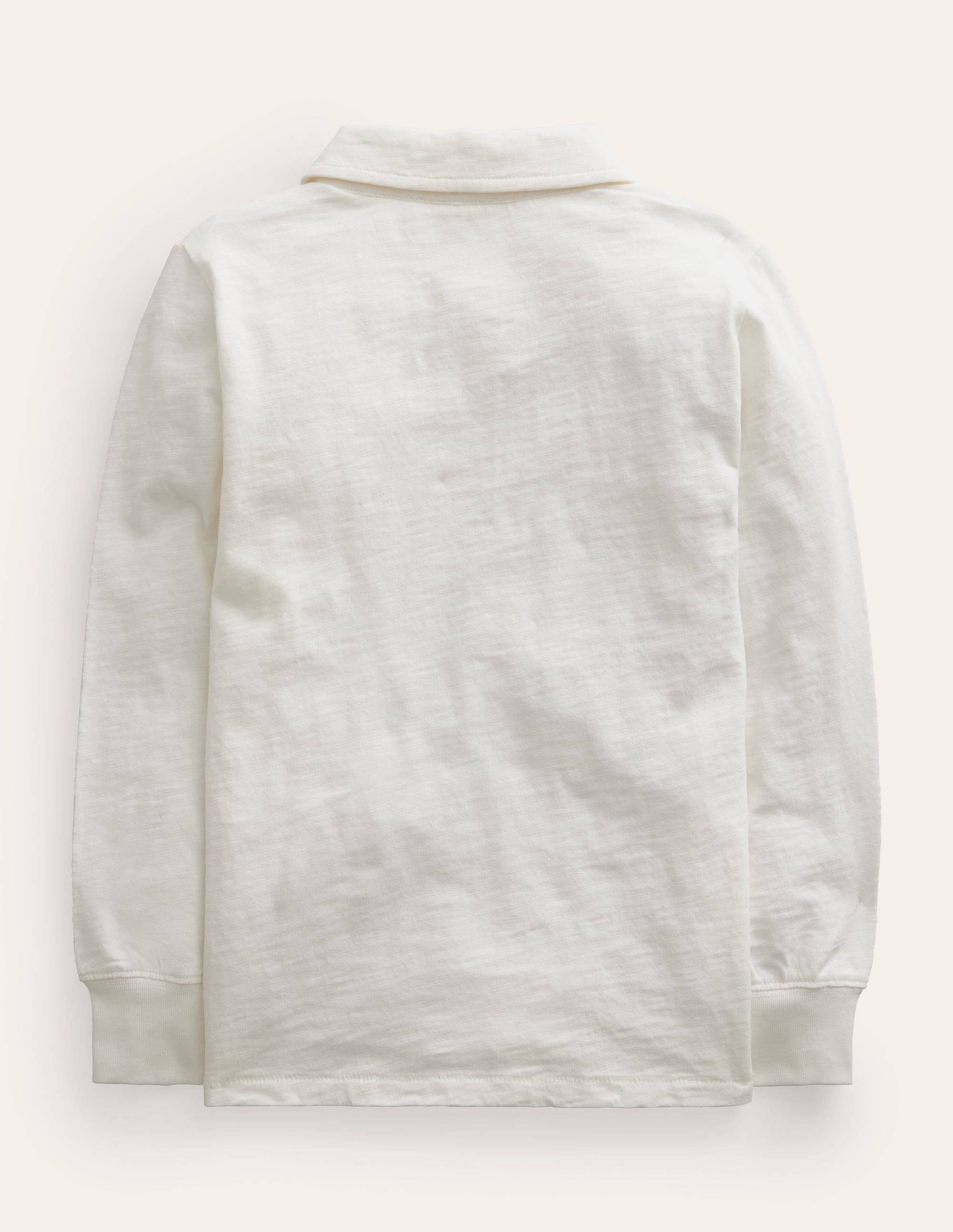 Slubbed Long-Sleeve Polo Shirt-Ivory - Image 2