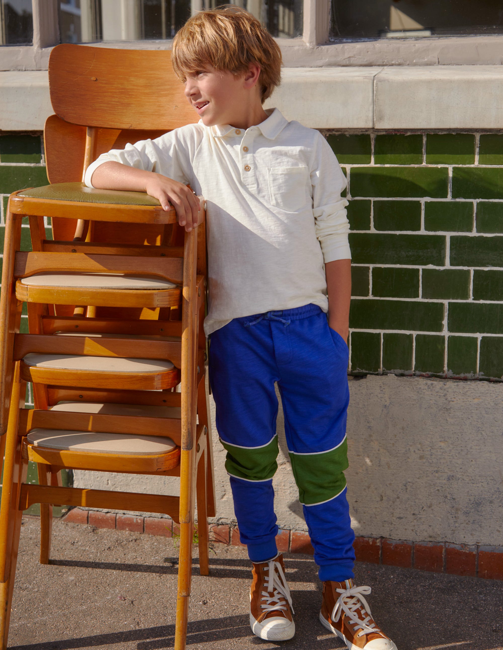 Slubbed Long-Sleeve Polo Shirt-Ivory - Image 4