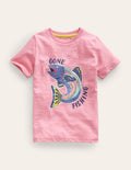 Metallic Fishing-Print T-Shirt-Carousel Pink