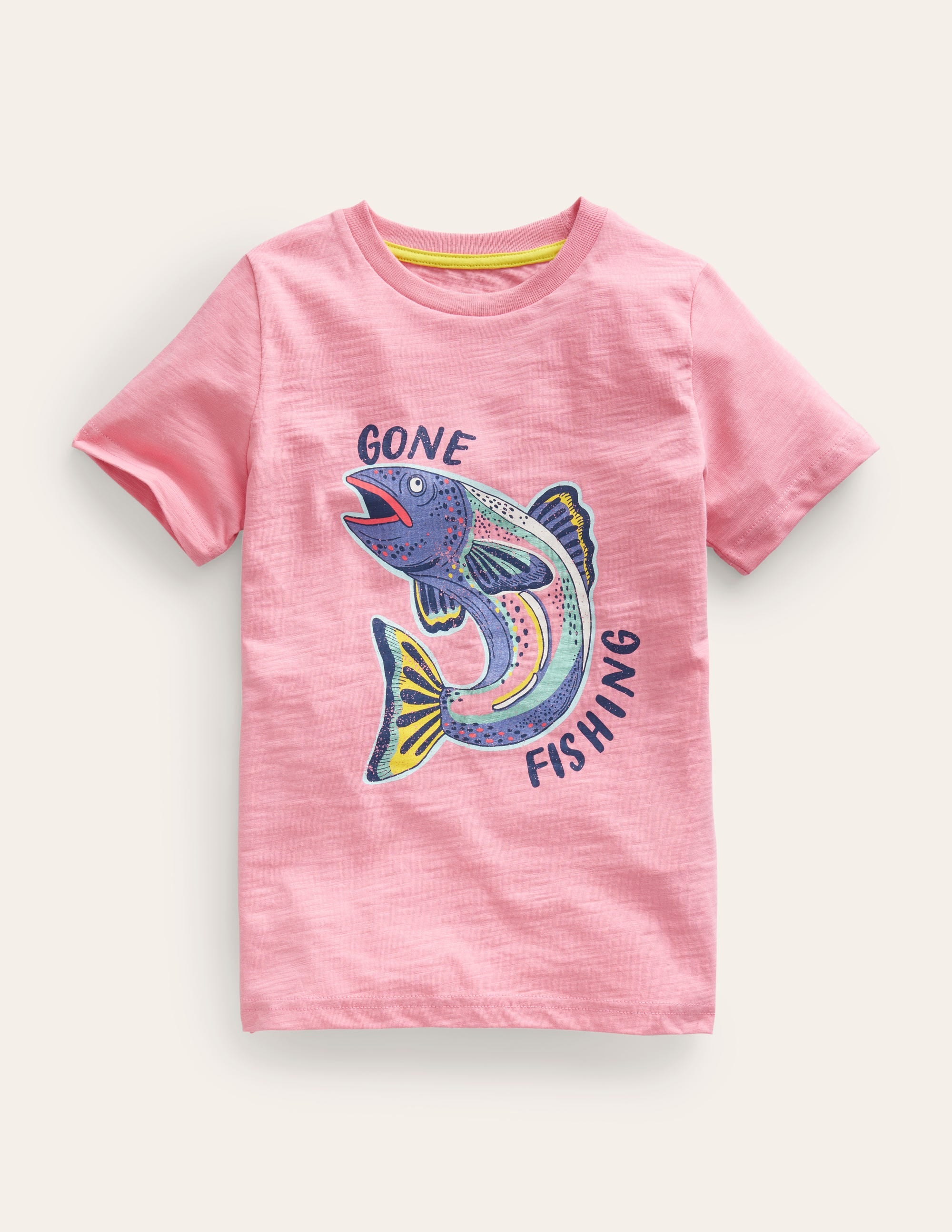 Metallic Fishing-Print T-Shirt-Carousel Pink - Image 1