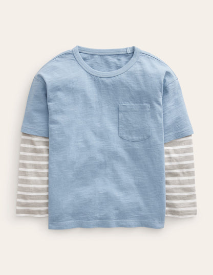Layered Long-Sleeve T-Shirt-Pebble Blue-1