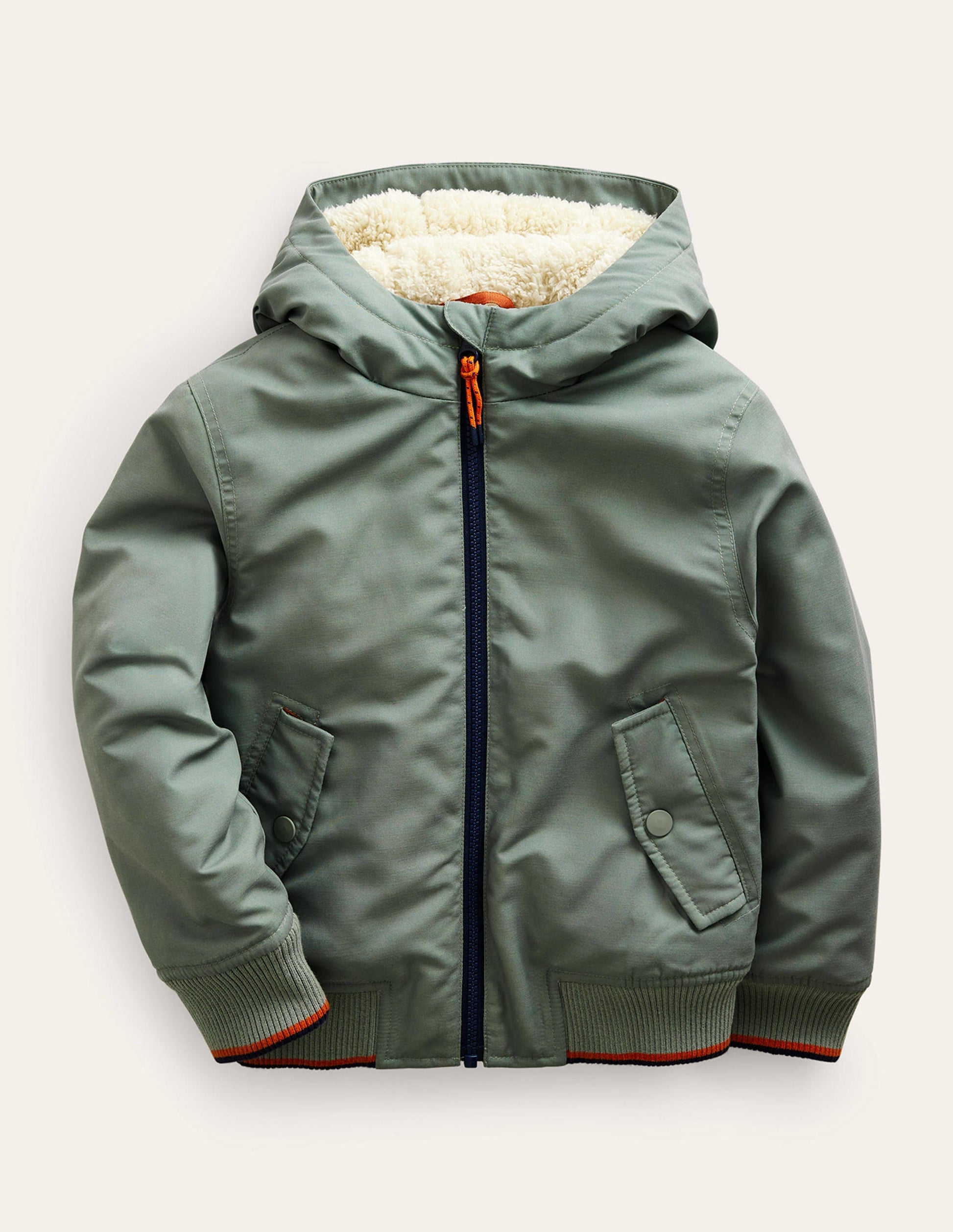Hooded Lined Bomber Jacket-Pottery Green-1