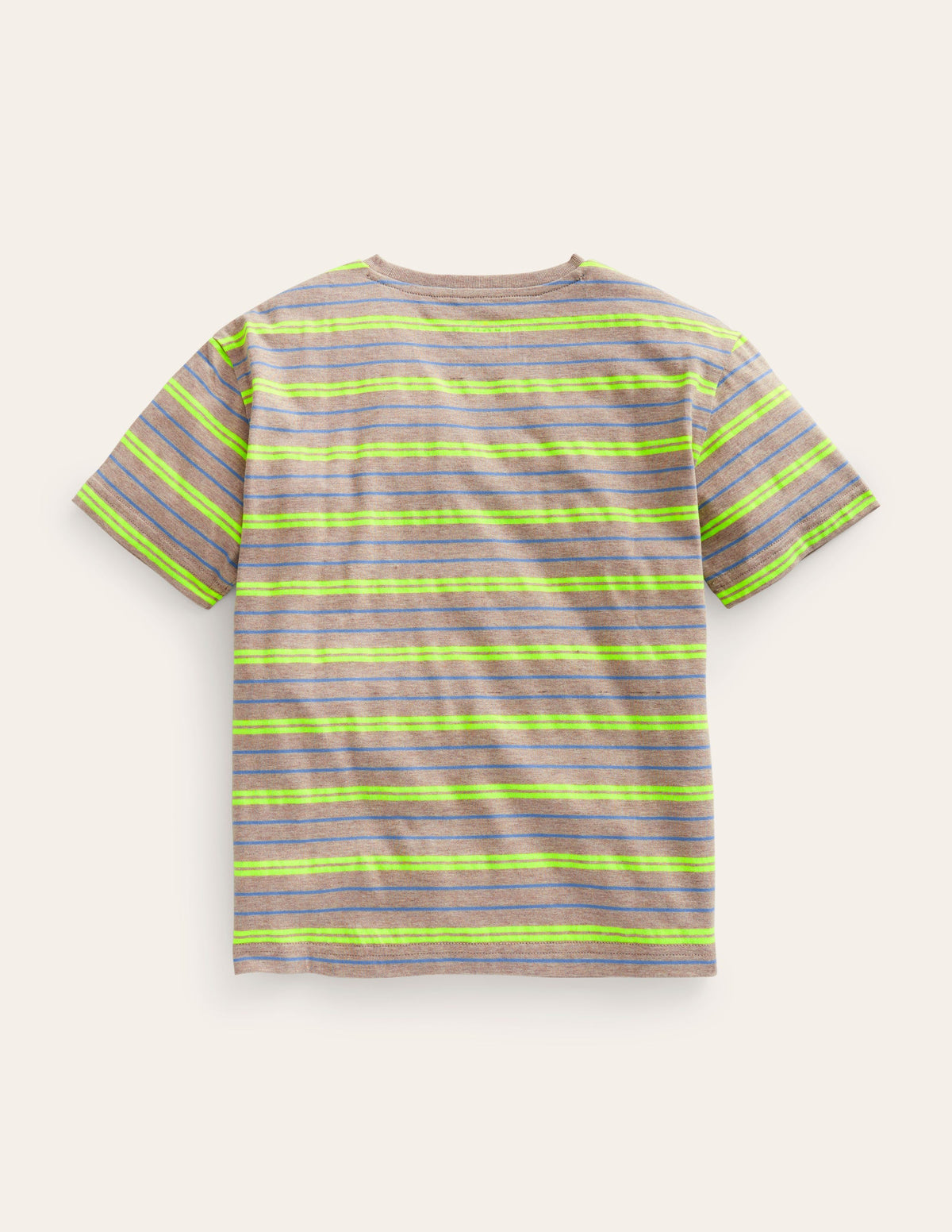 Relaxed Neon-Stripe T-Shirt-Oatmeal Marl/Neon Yellow-2