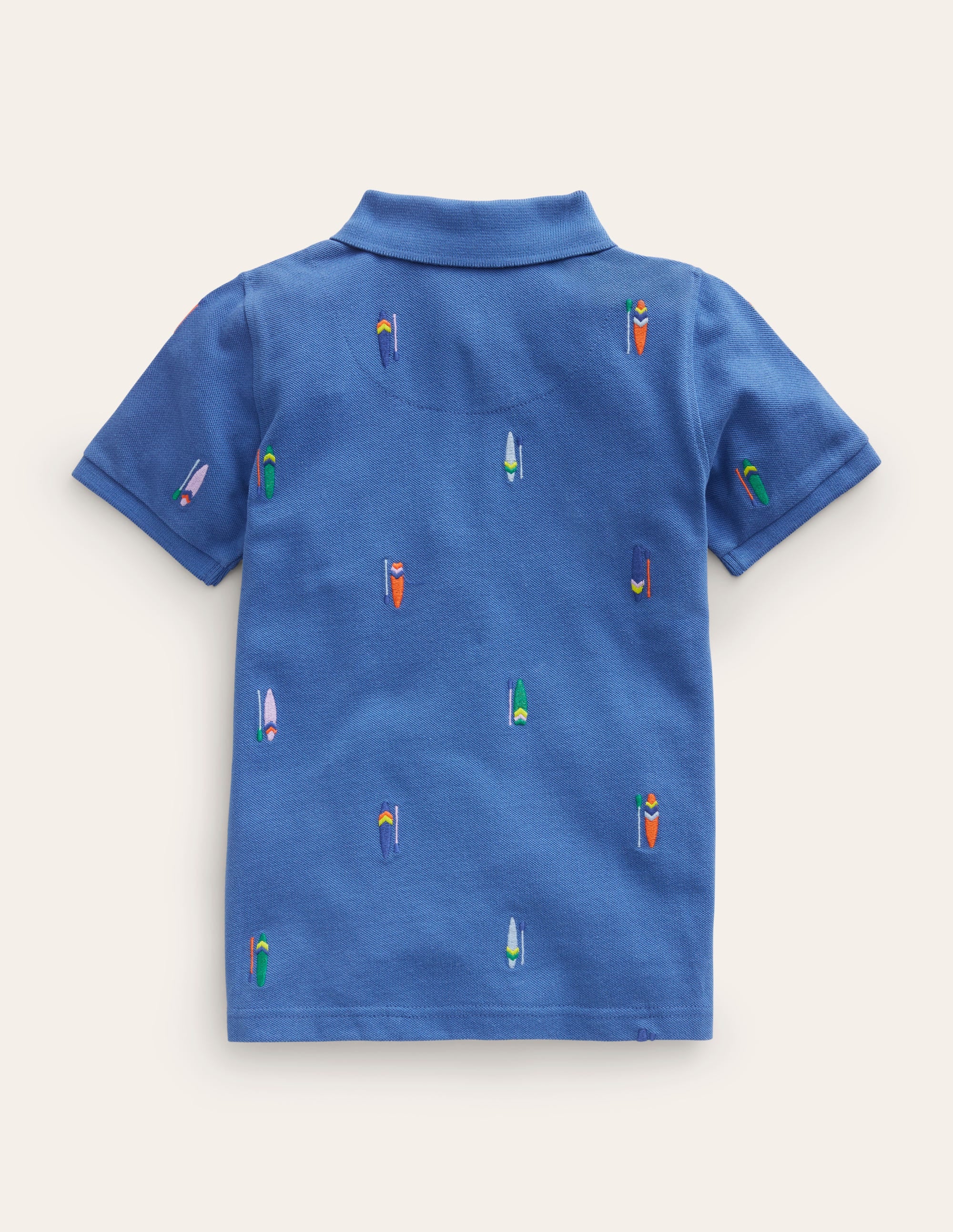 Embroidered Piqué Polo Shirt-Blue Paddle Boards - Image 2
