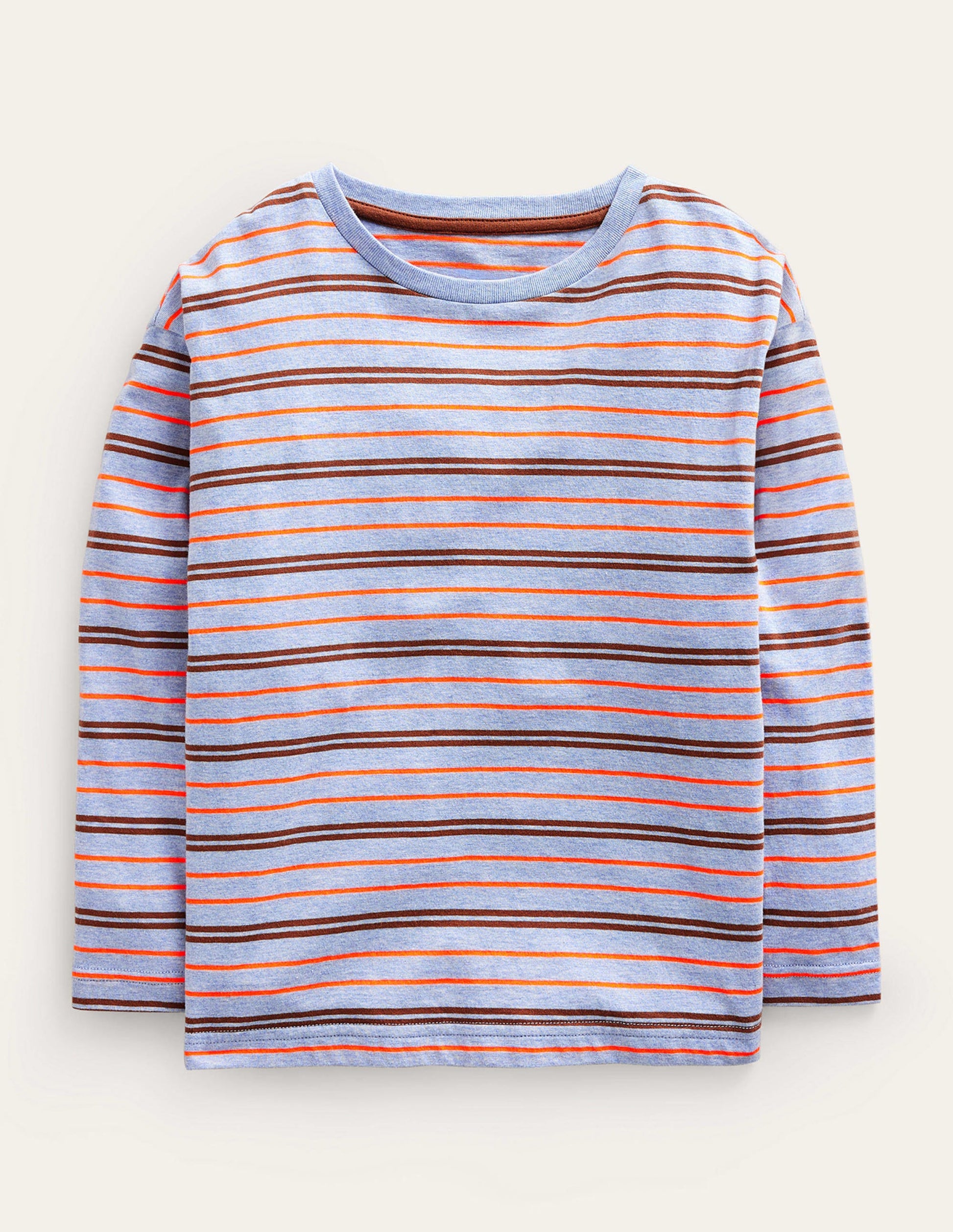 Long Sleeve Neon T-shirt-Blue Marl/Neon Orange-1