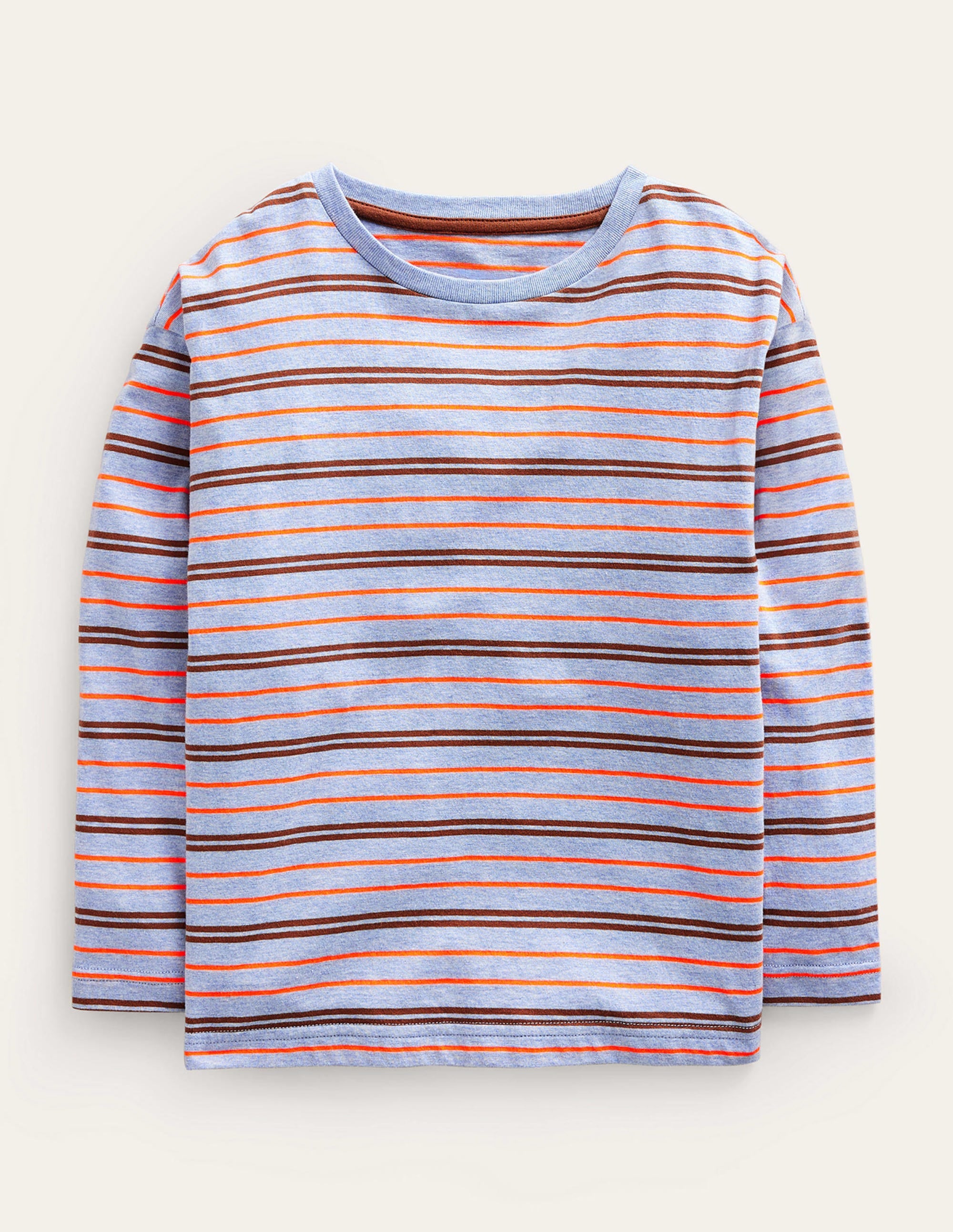 Long Sleeve Neon T-shirt-Blue Marl/Neon Orange - Image 1