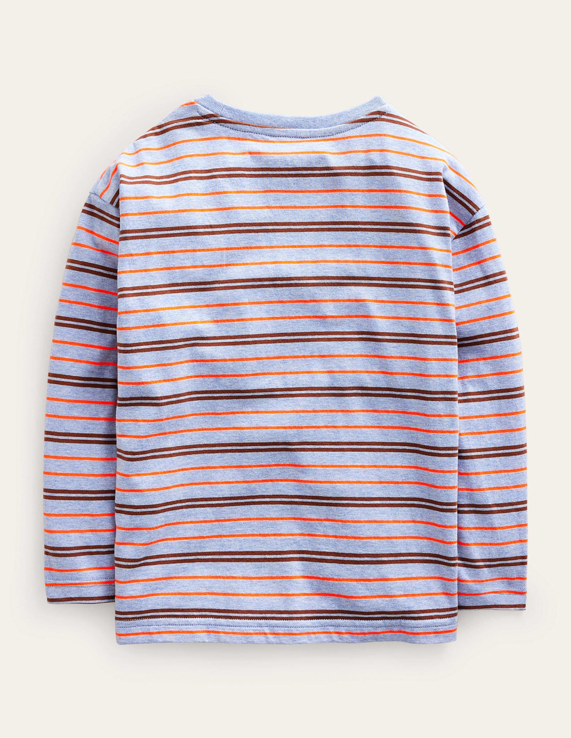 Long Sleeve Neon T-shirt-Blue Marl/Neon Orange-2