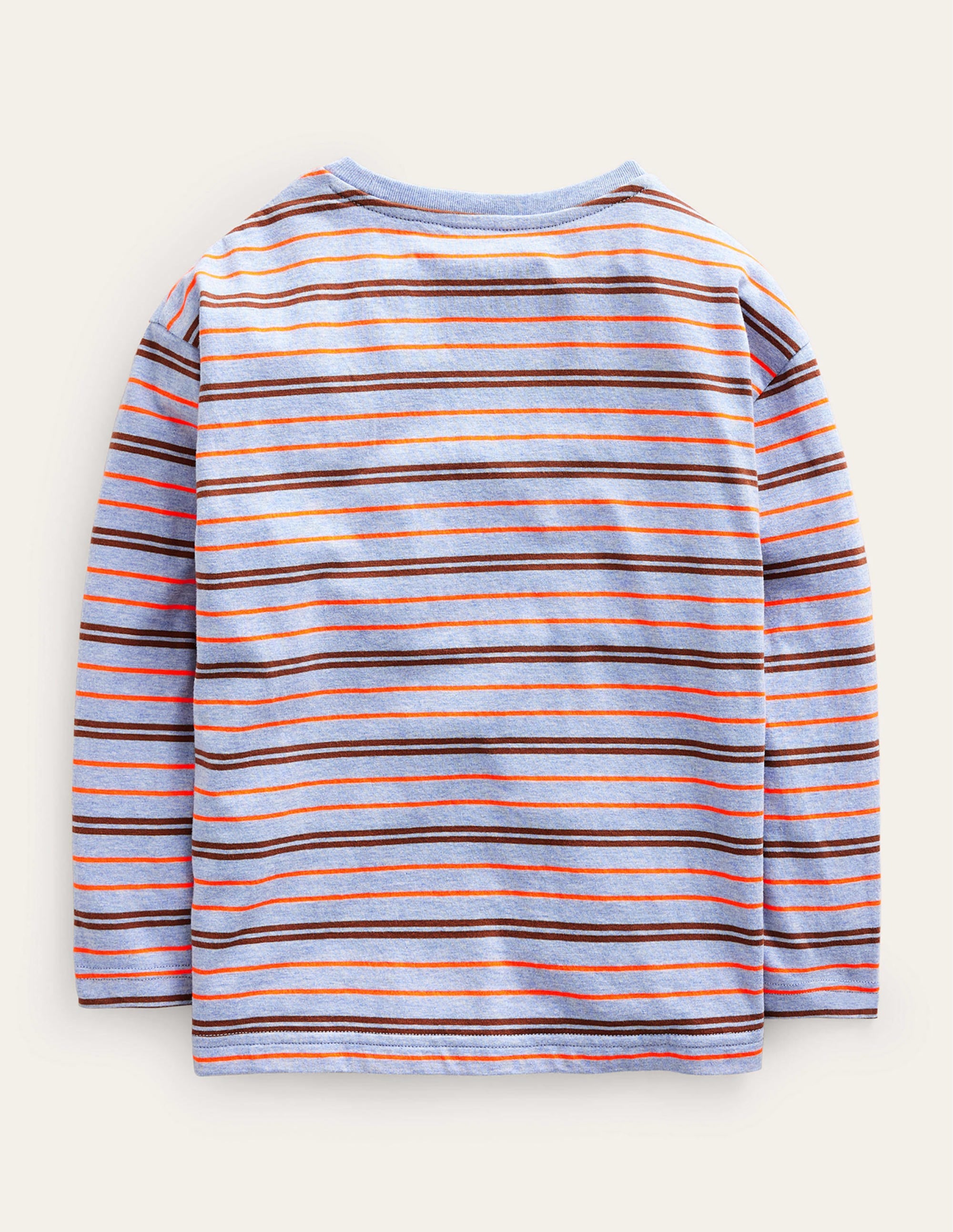 Long Sleeve Neon T-shirt-Blue Marl/Neon Orange - Image 2