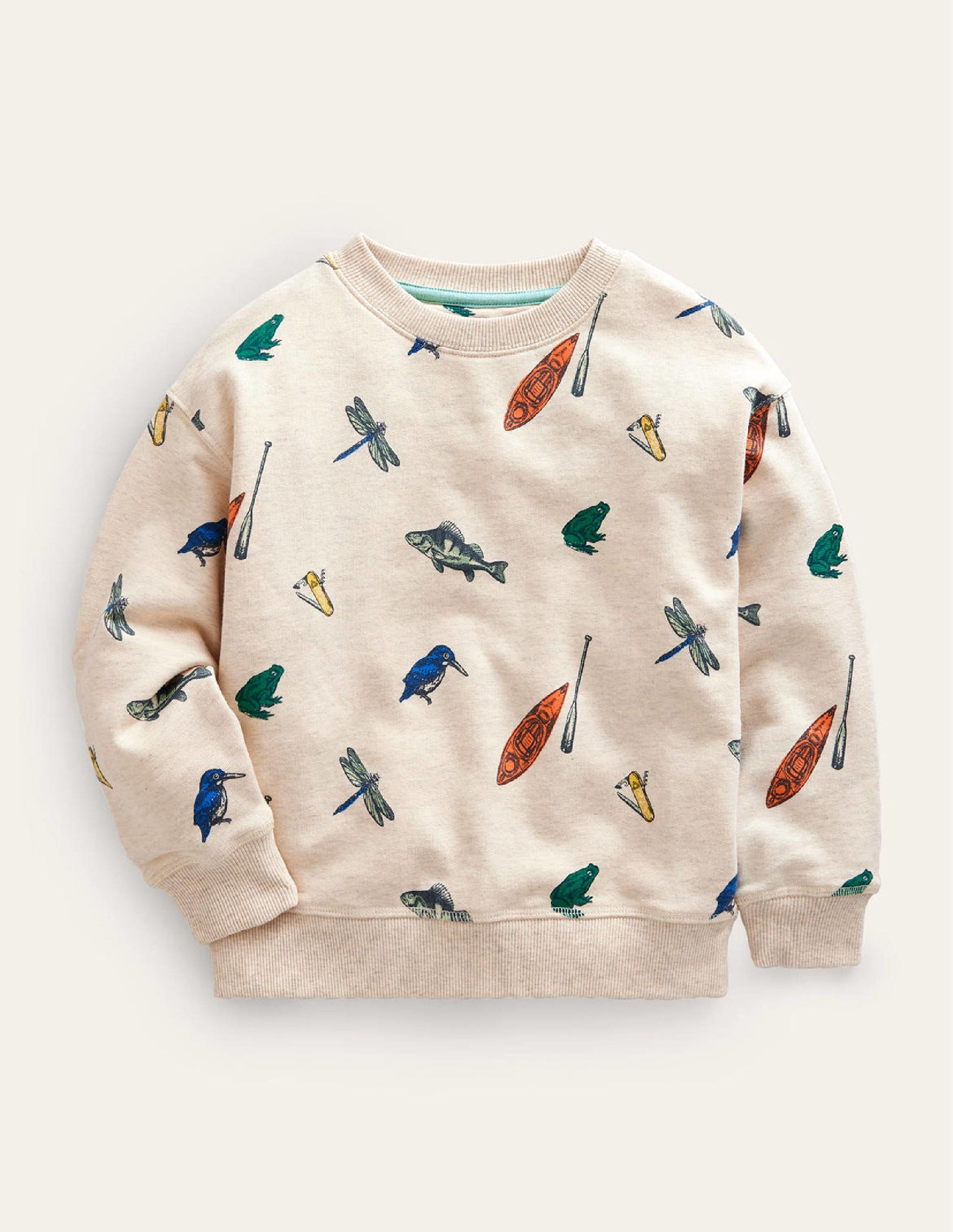 Printed Sweatshirt-Oatmeal Marl Fish-1