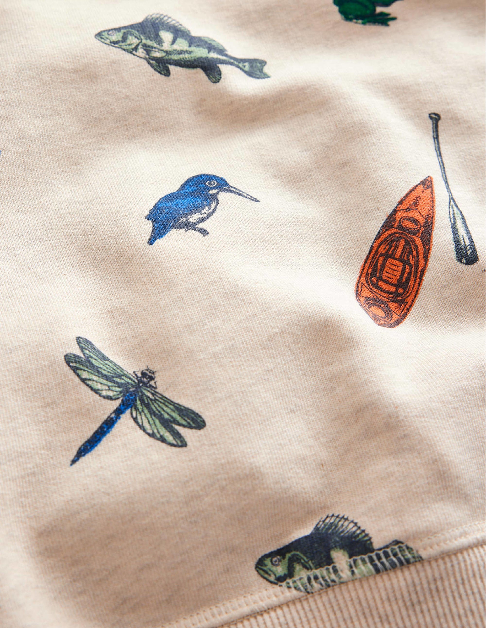Printed Sweatshirt-Oatmeal Marl Fish - Image 3