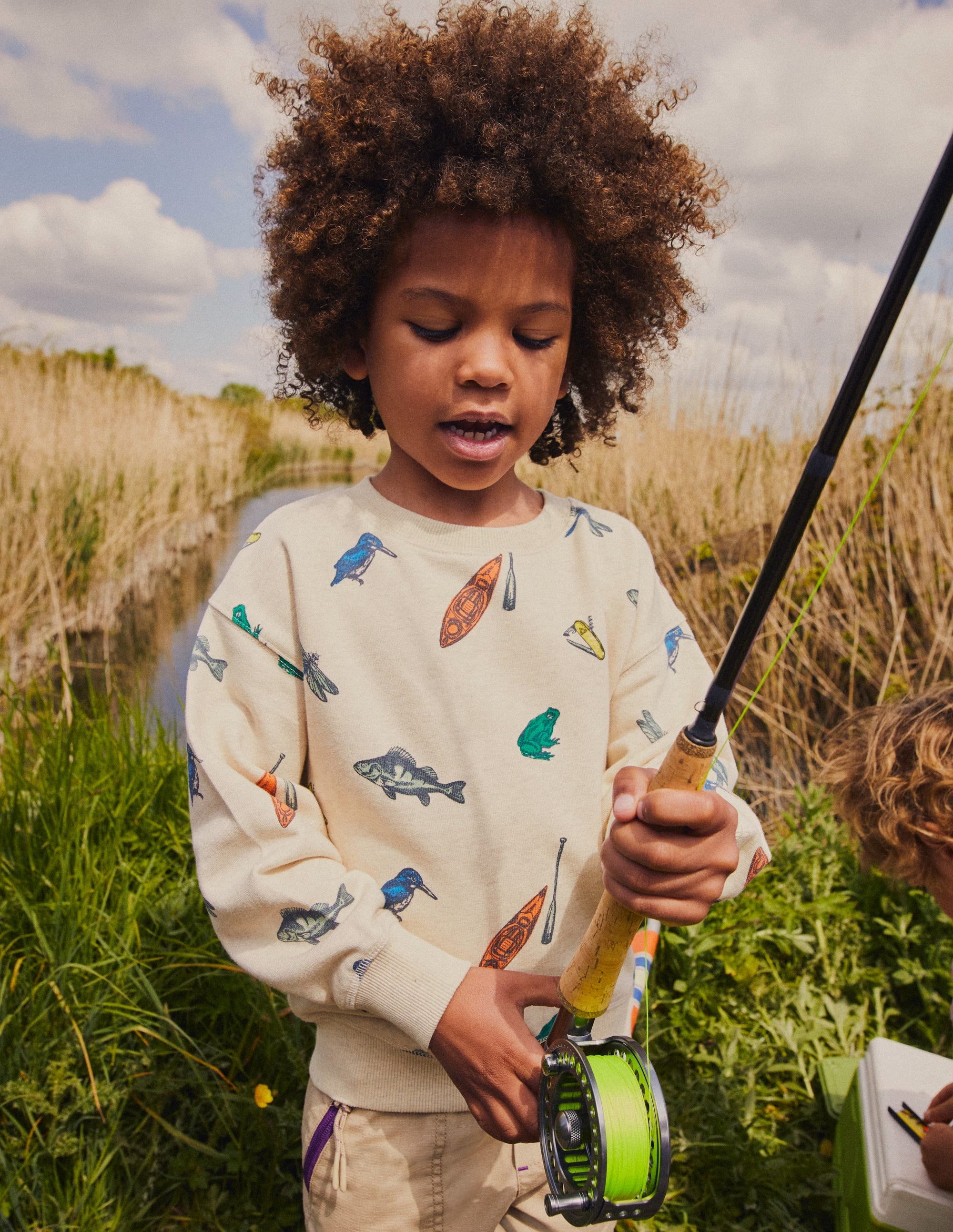 Printed Sweatshirt-Oatmeal Marl Fish - Image 4