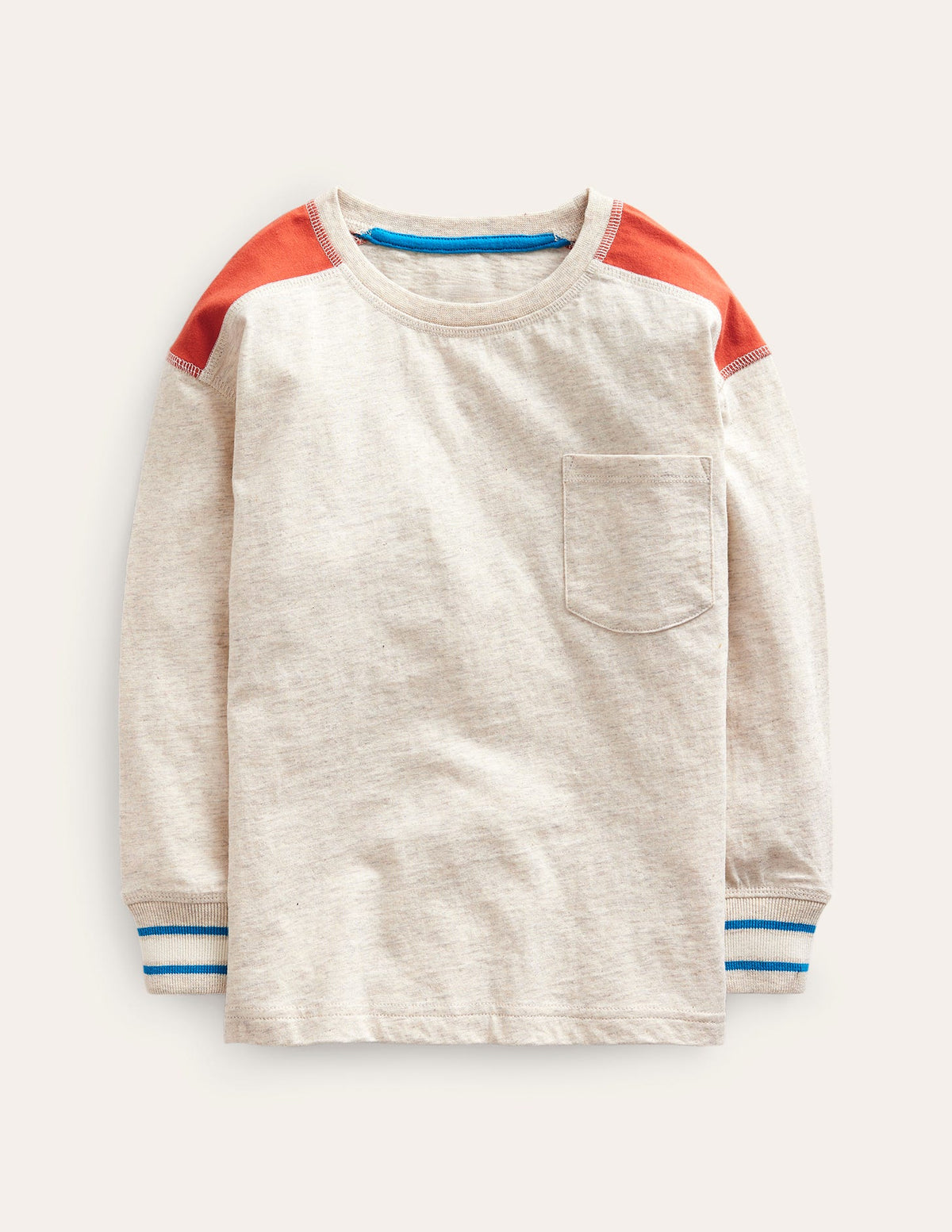 Textured Detail T-shirt-Oatmeal Marl - Image 1