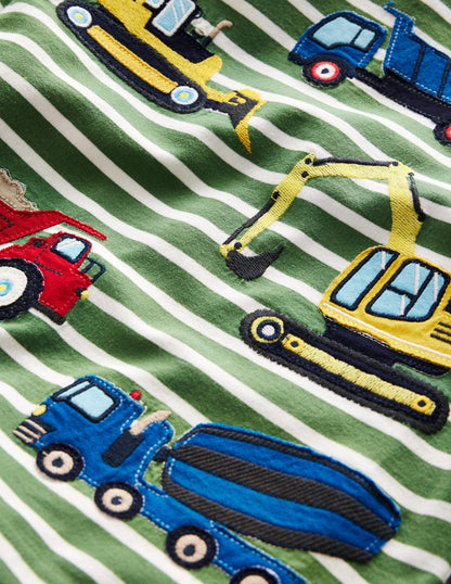 Truck Appliqué T-shirt-Safari Green/Ivory-3