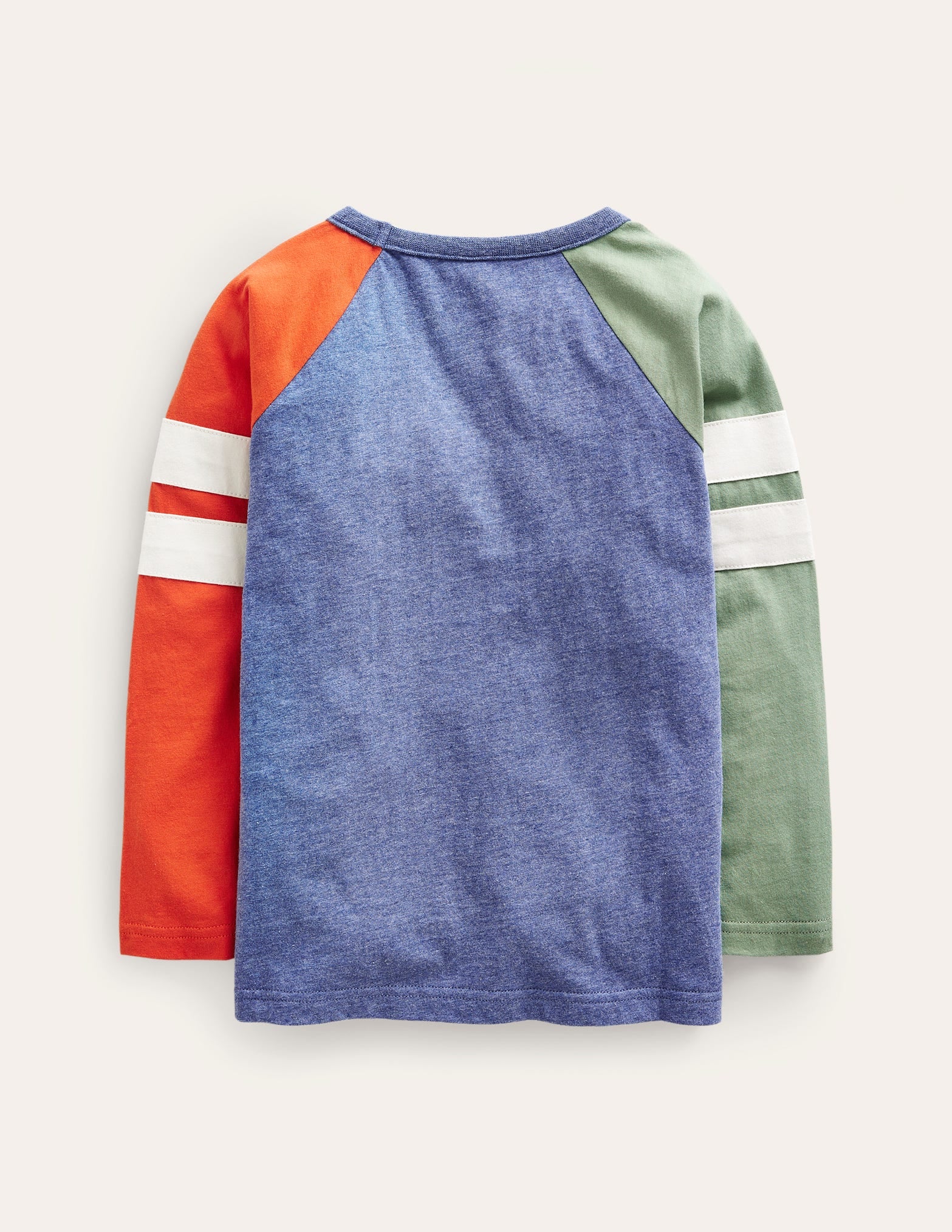 Colourblock Raglan T-shirt-Blue/Green/Orange Marl - Image 2