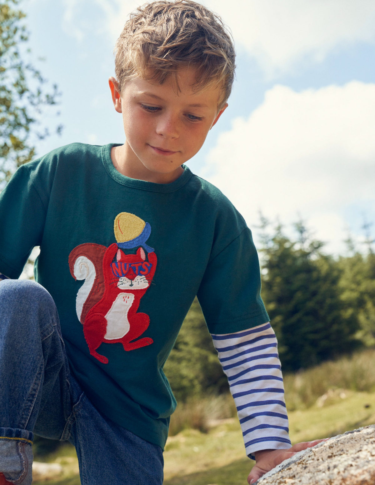 Logo Mock Sleeve T-shirt-Amazon Green Squirrel - Image 4