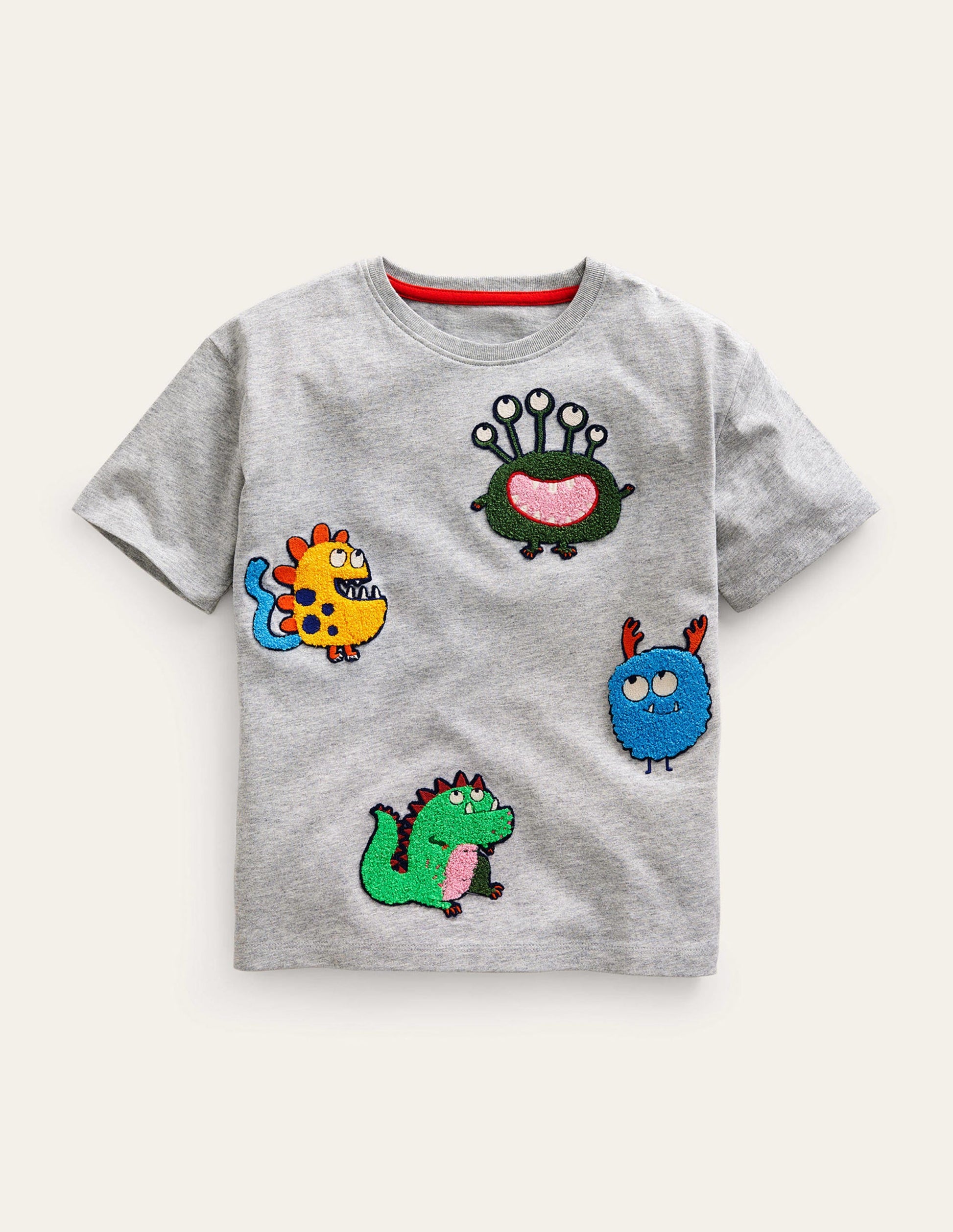Monster Patches T-Shirt-Grey Marl Monster-1