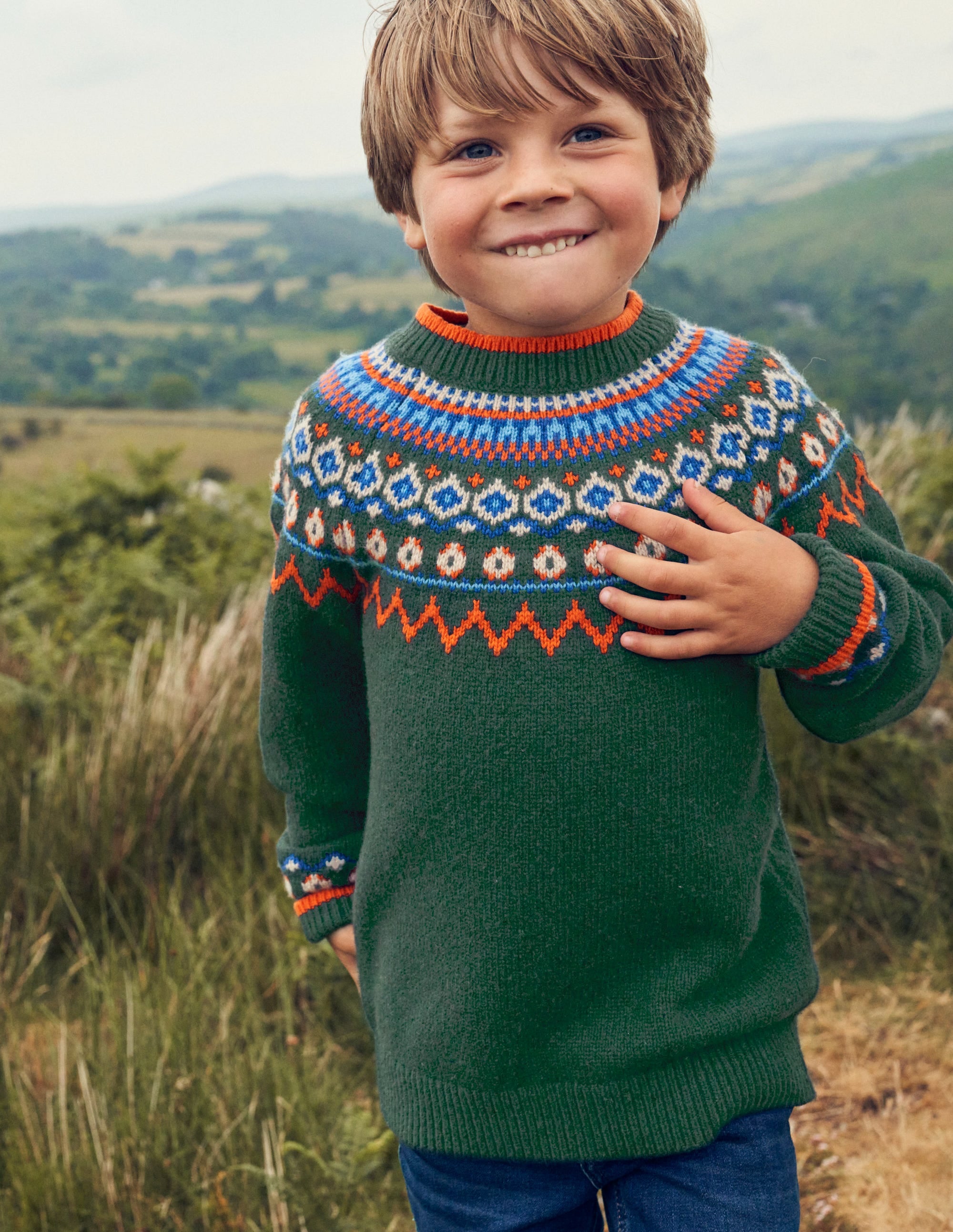 Graphic Fair Isle Jumper-Monster Green Marl - Image 4