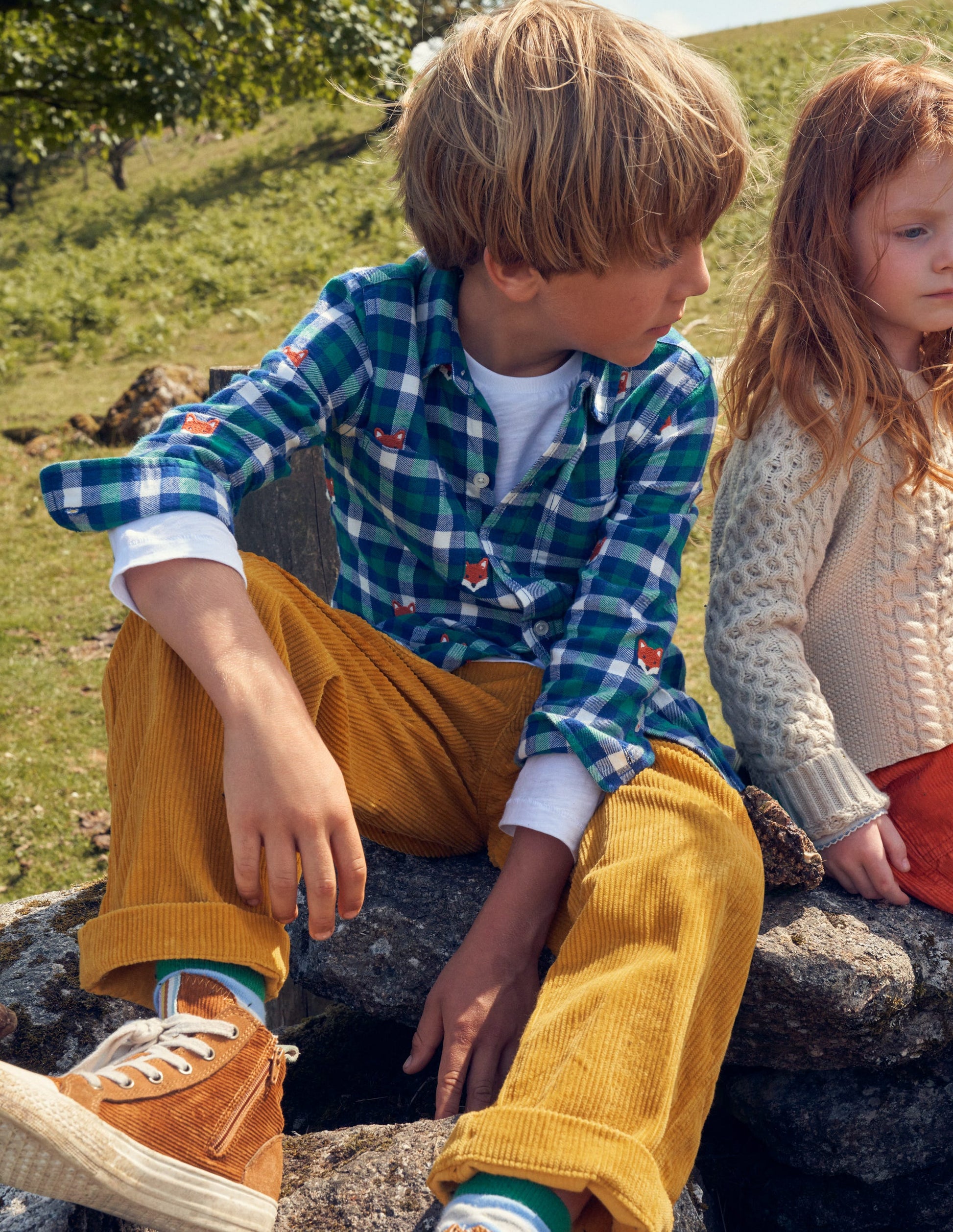 Embroidered Flannel Shirt-Gingham Fox-4
