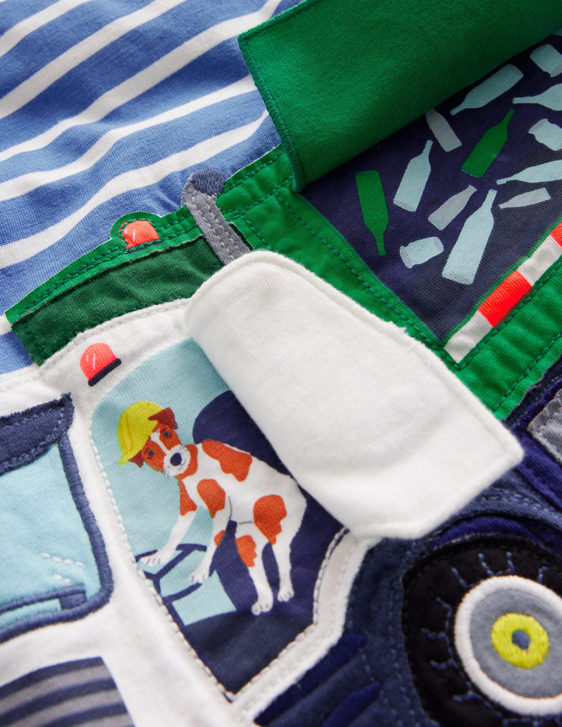 Lift-the-flap Truck T-Shirt-Elizabethan Blue/Ivory Stripe-3