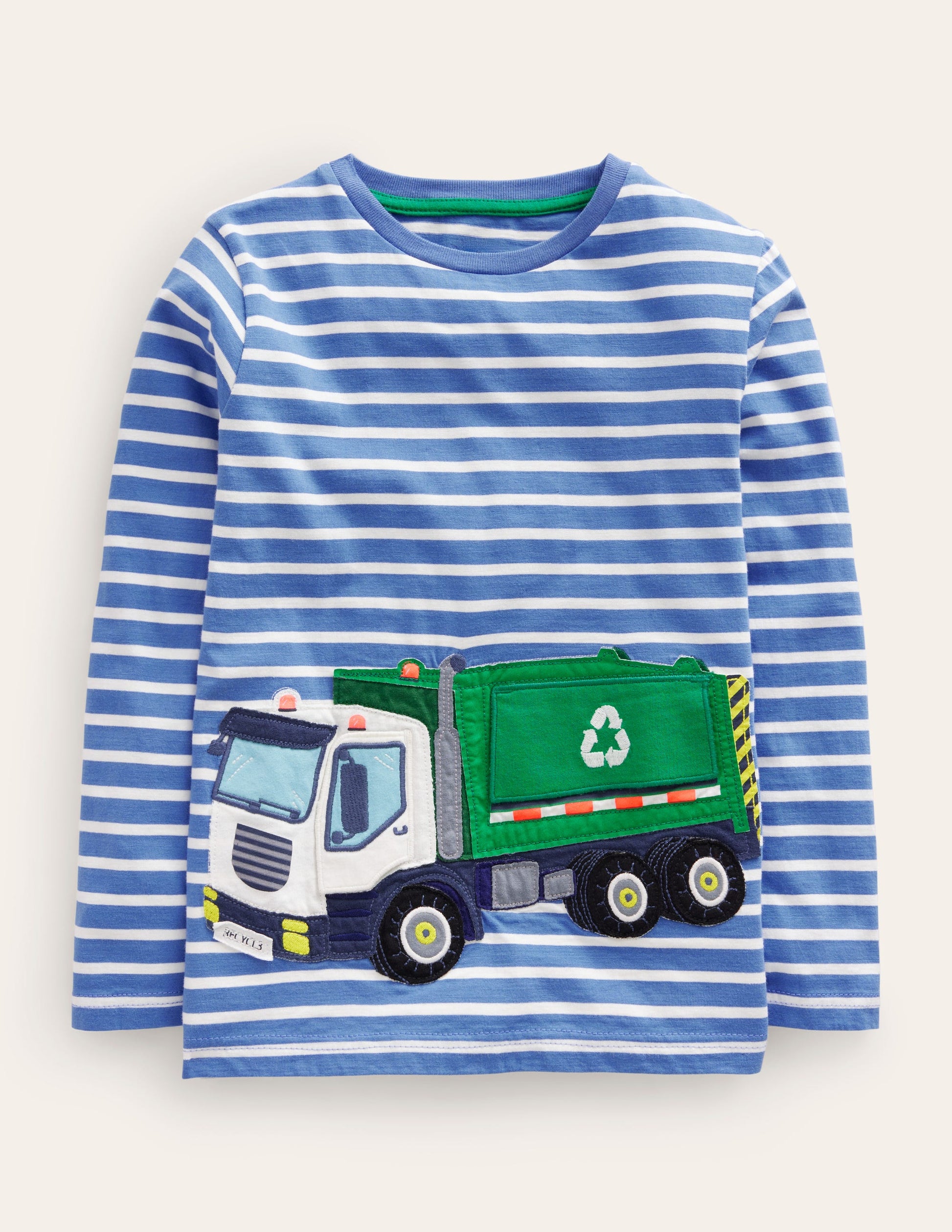Lift-the-flap Truck T-Shirt-Elizabethan Blue/Ivory Stripe-1