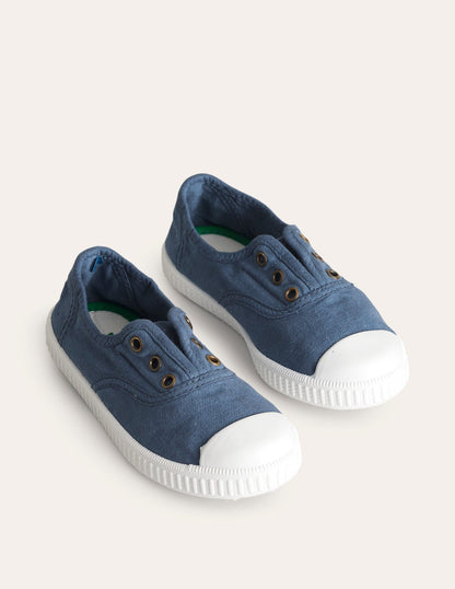 Laceless Canvas Pull-ons-College Navy-2