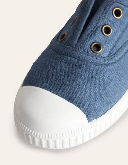 Laceless Canvas Pull-ons-College Navy-3
