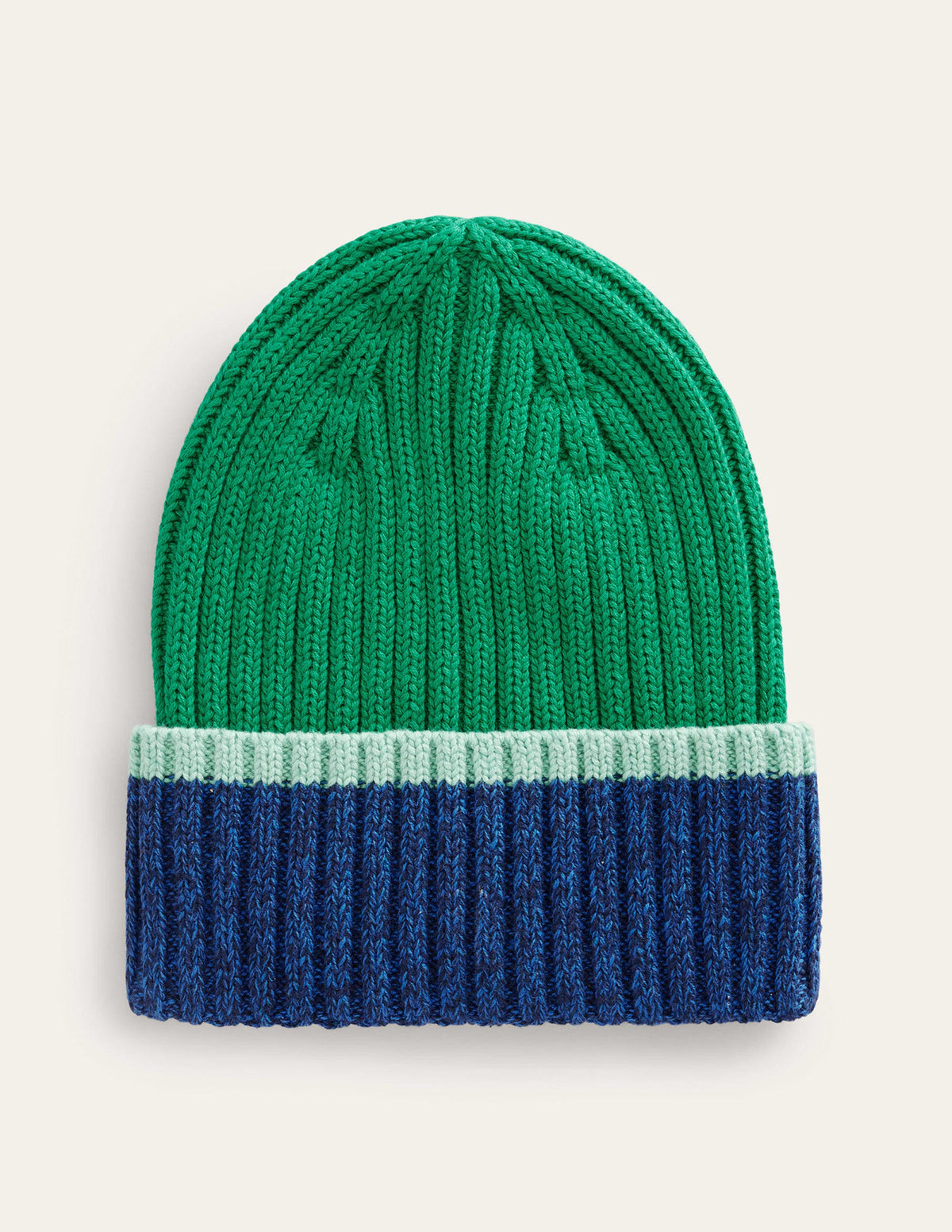 Colour Block Beanie-Meadow Green - Image 1