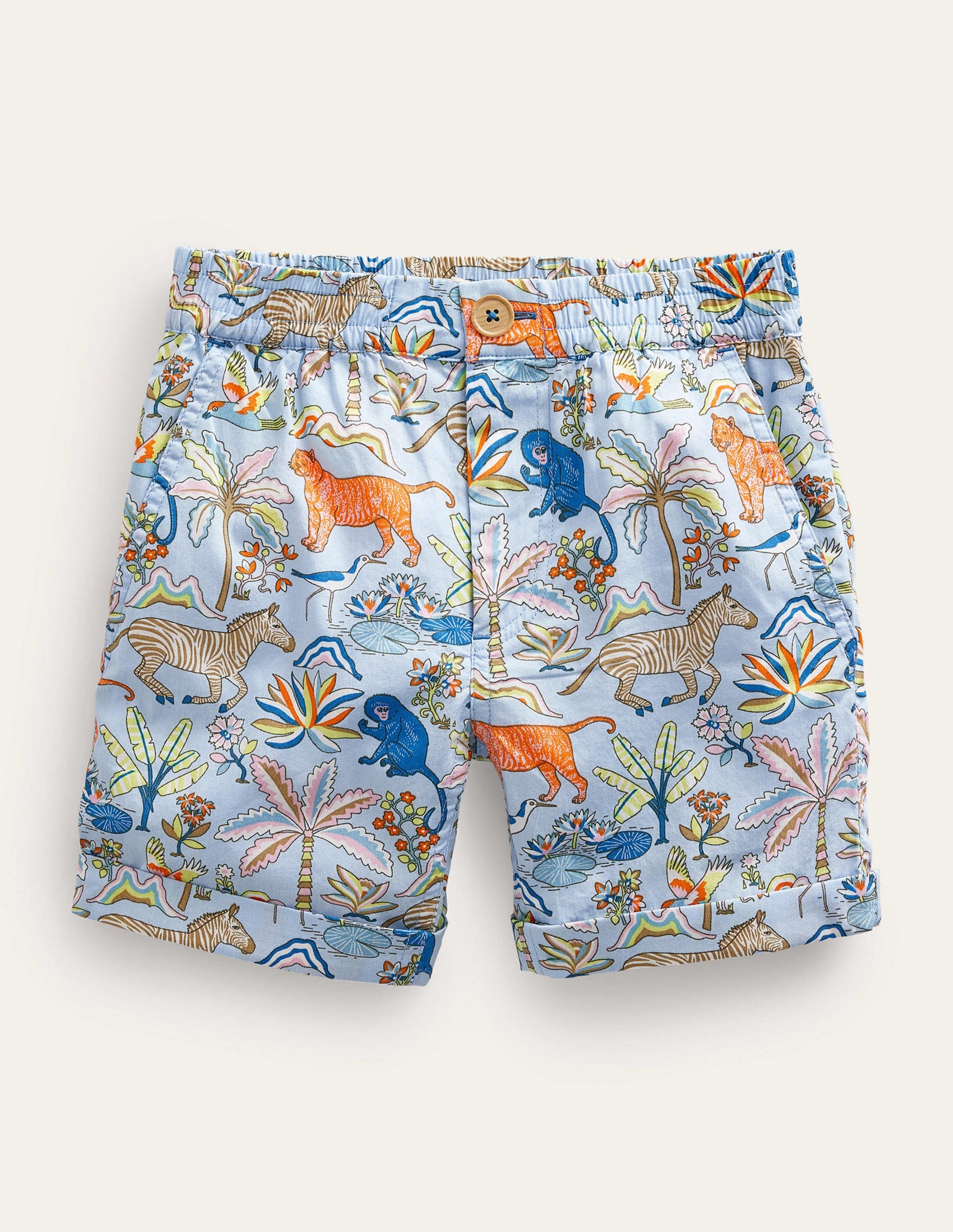 Smart Roll-Up Shorts-Surf Tropical Garden-1