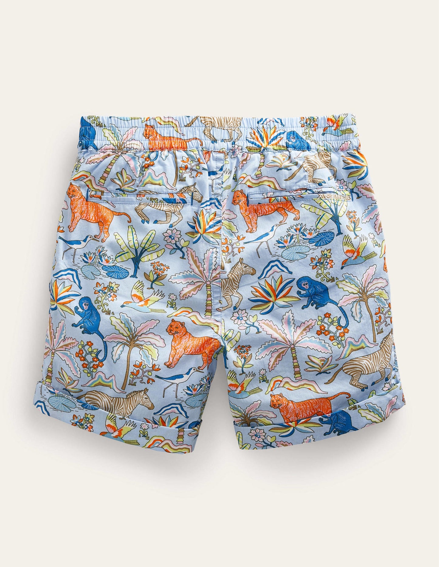 Smart Roll-Up Shorts-Surf Tropical Garden