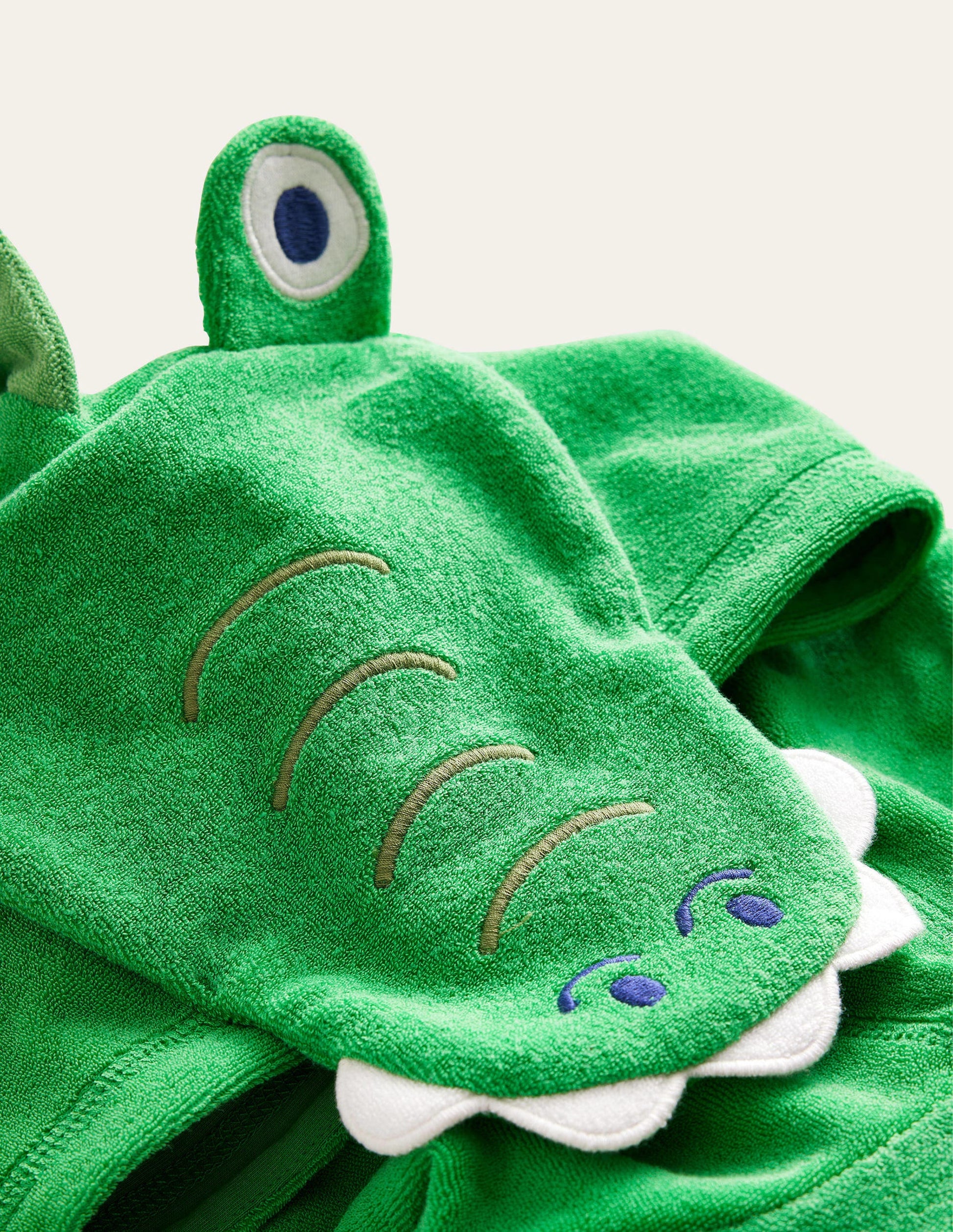 Appliqué Towelling Throw-on-Green/Ivory Crocodile-3